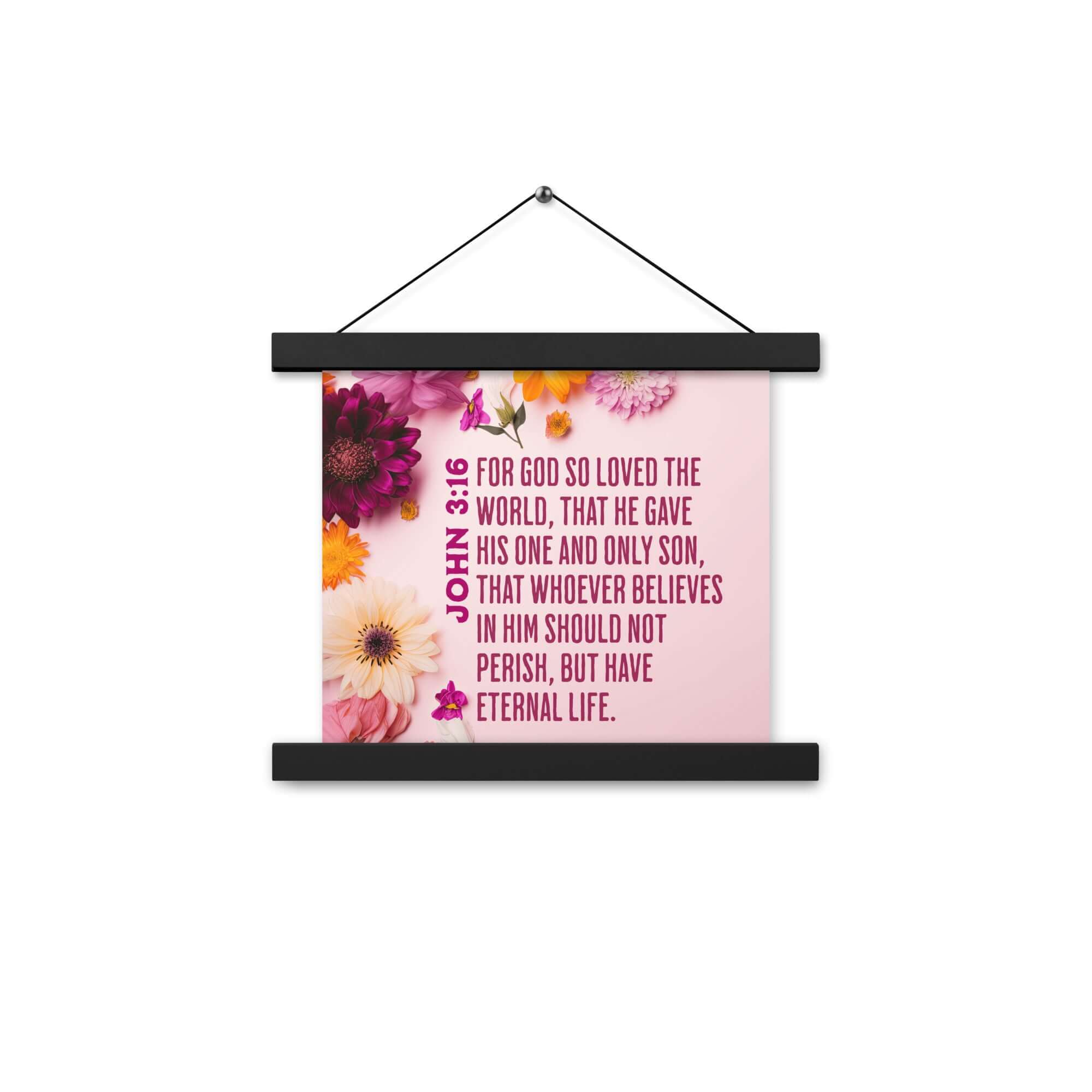 John 3:16 Bible Verse, For God So Loved Enhanced Matte Paper Poster With Hanger Wall Art