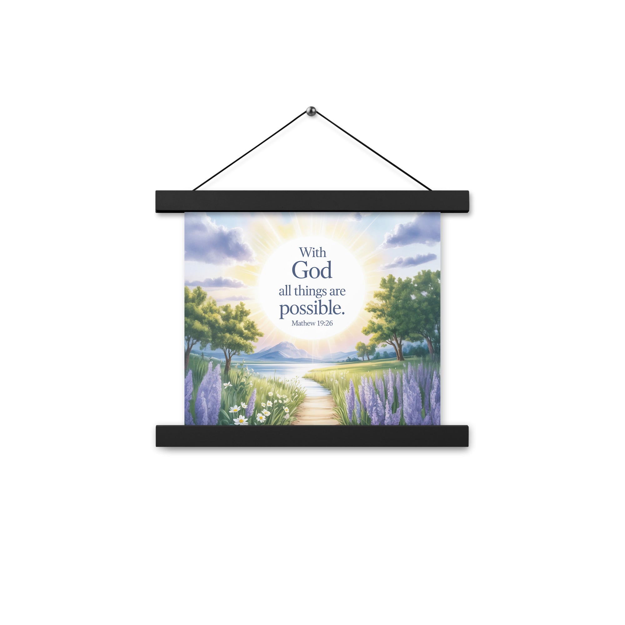 Matthew 19:26 Bible Verse Looking at Enhanced Matte Paper Poster With Hanger
