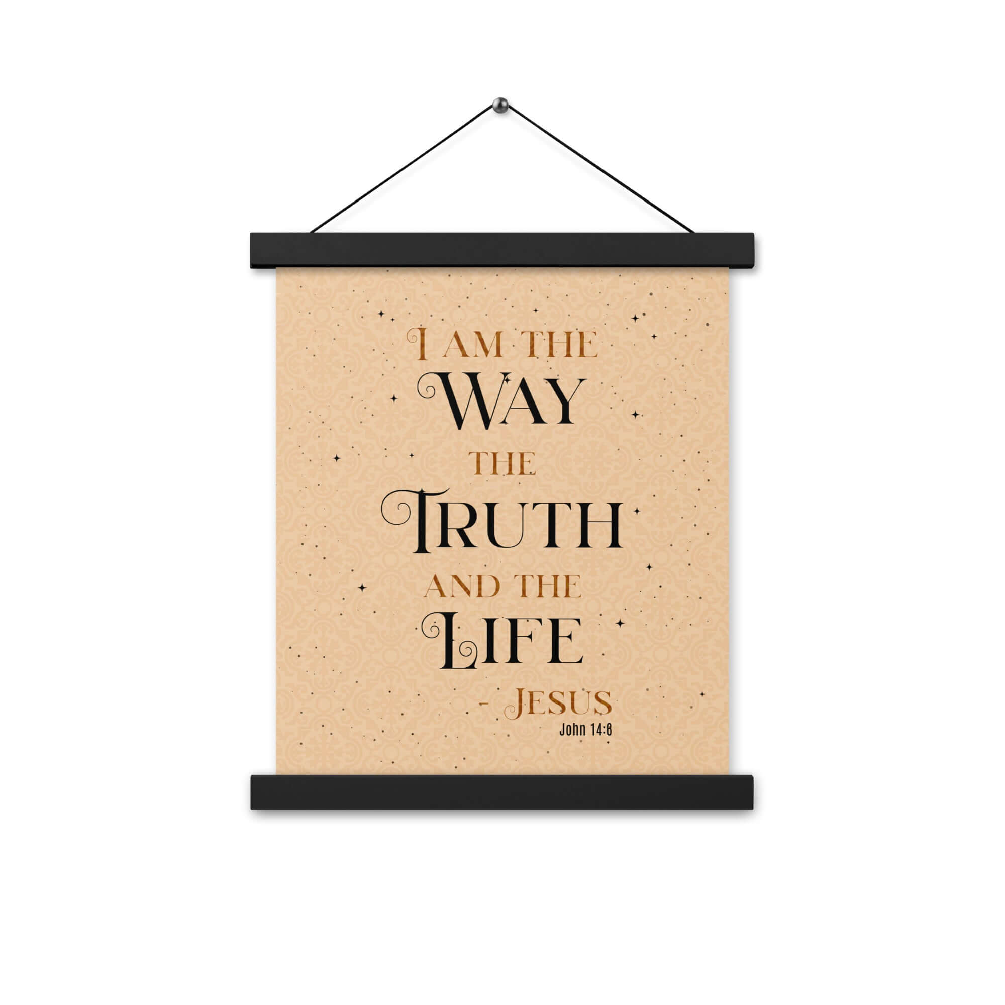 John 14:6 Bible Verse, Color Text Brown Background Enhanced Matte Paper Poster With Hanger Wall Art