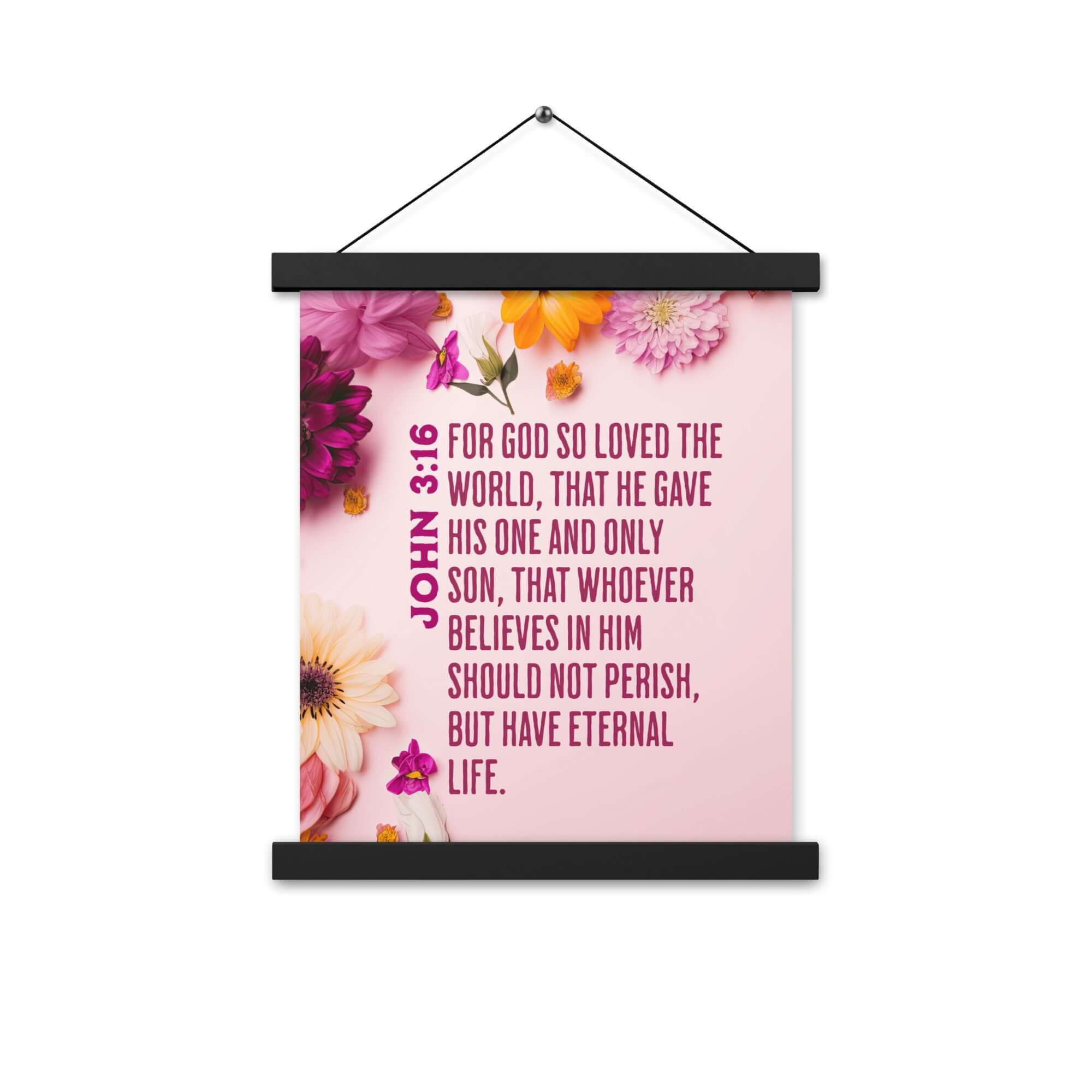 John 3:16 Bible Verse, For God So Loved Enhanced Matte Paper Poster With Hanger Wall Art