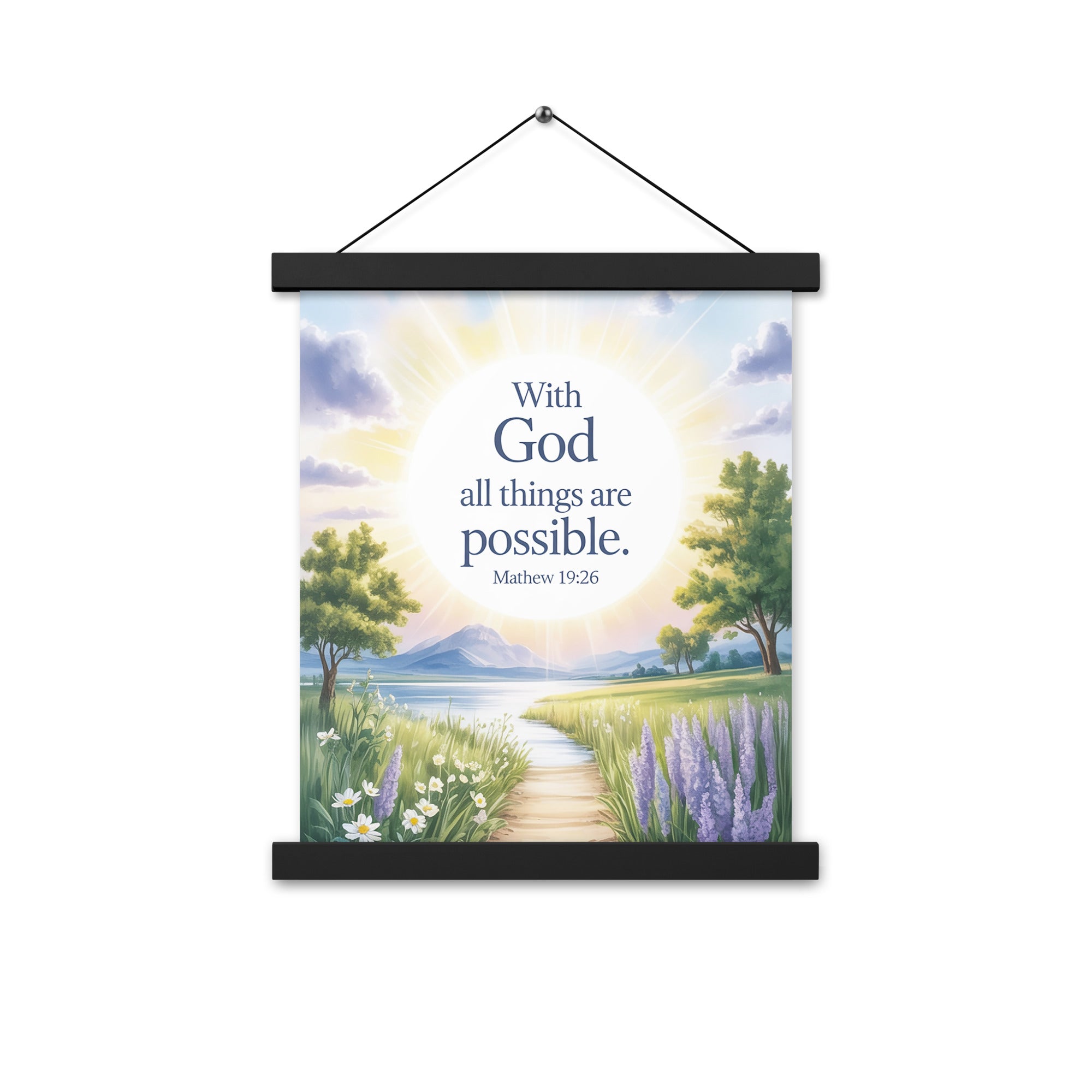 Matthew 19:26 Bible Verse Looking at Enhanced Matte Paper Poster With Hanger