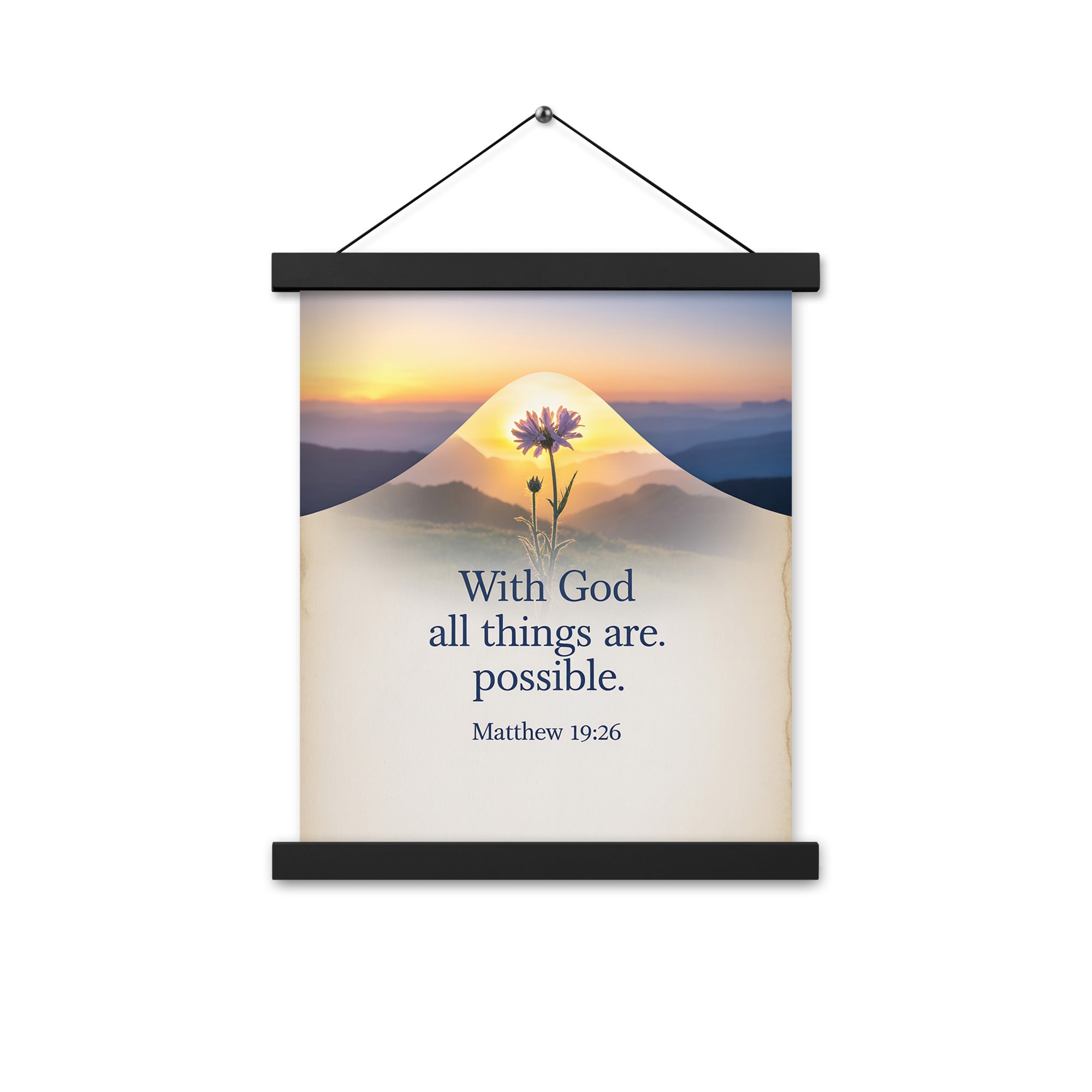 Matthew 19:26 Bible Verse at them Enhanced Matte Paper Poster With Hanger