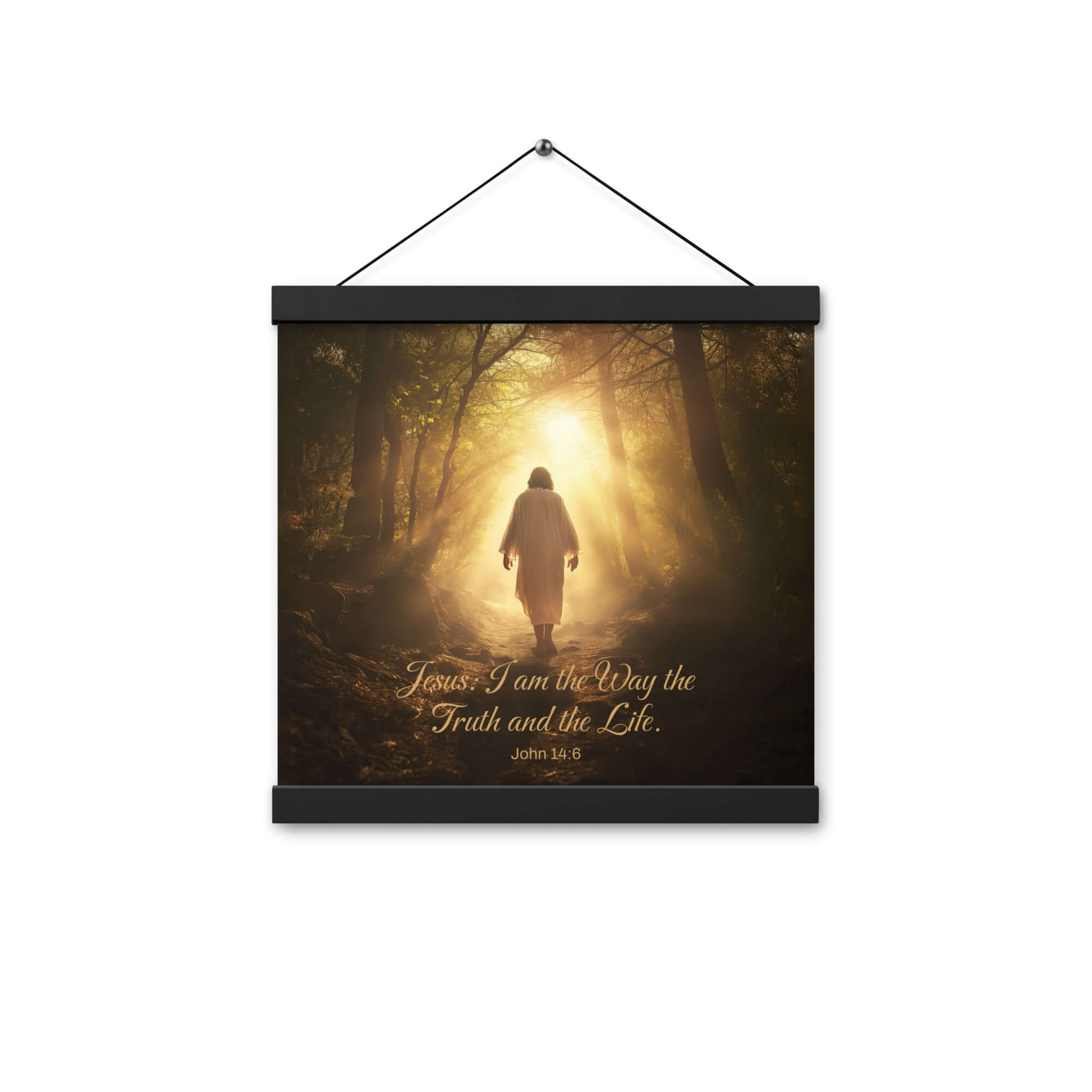 John 14:6 Bible Verse, Forest Image Enhanced Matte Paper Poster With Hanger Wall Art
