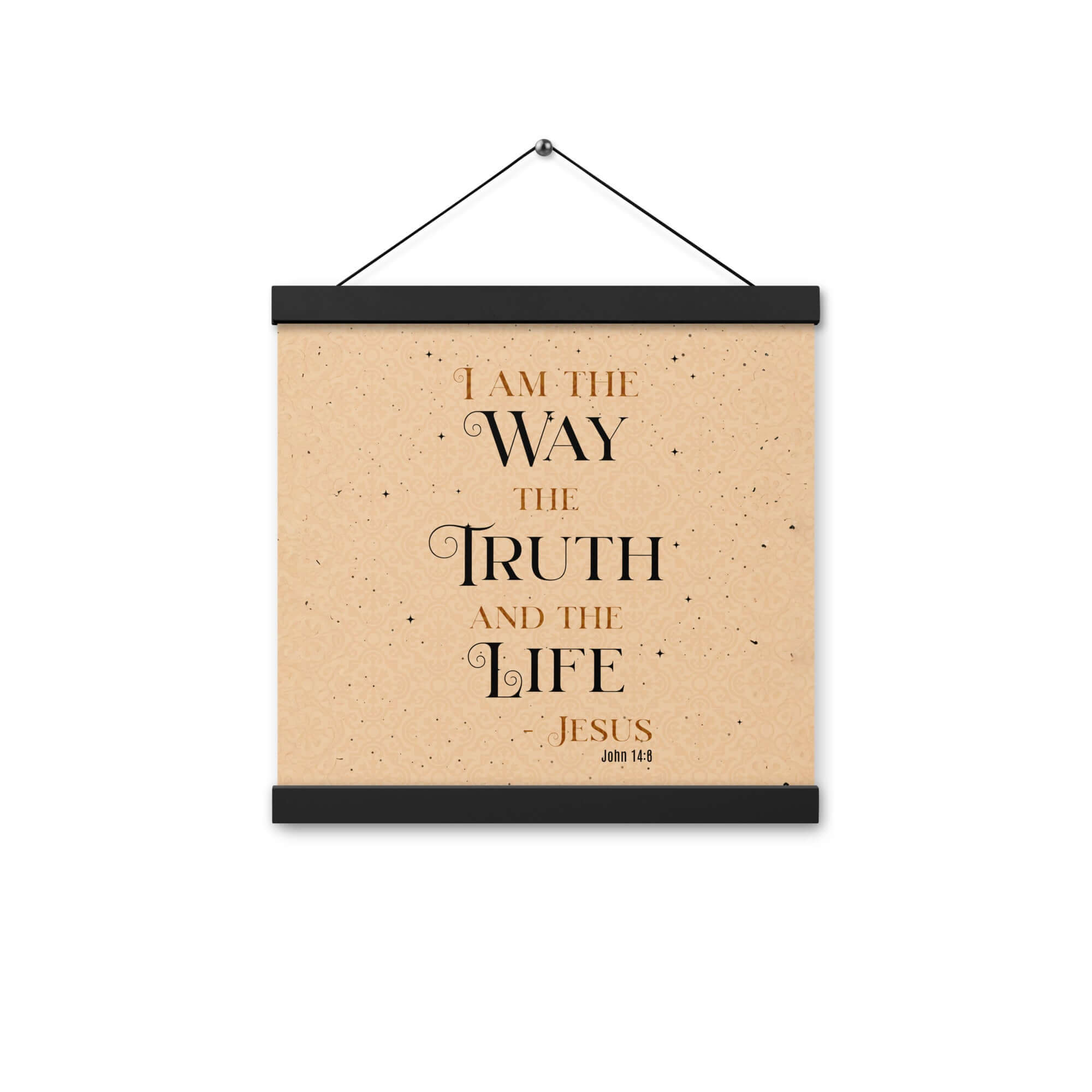 John 14:6 Bible Verse, Color Text Brown Background Enhanced Matte Paper Poster With Hanger Wall Art