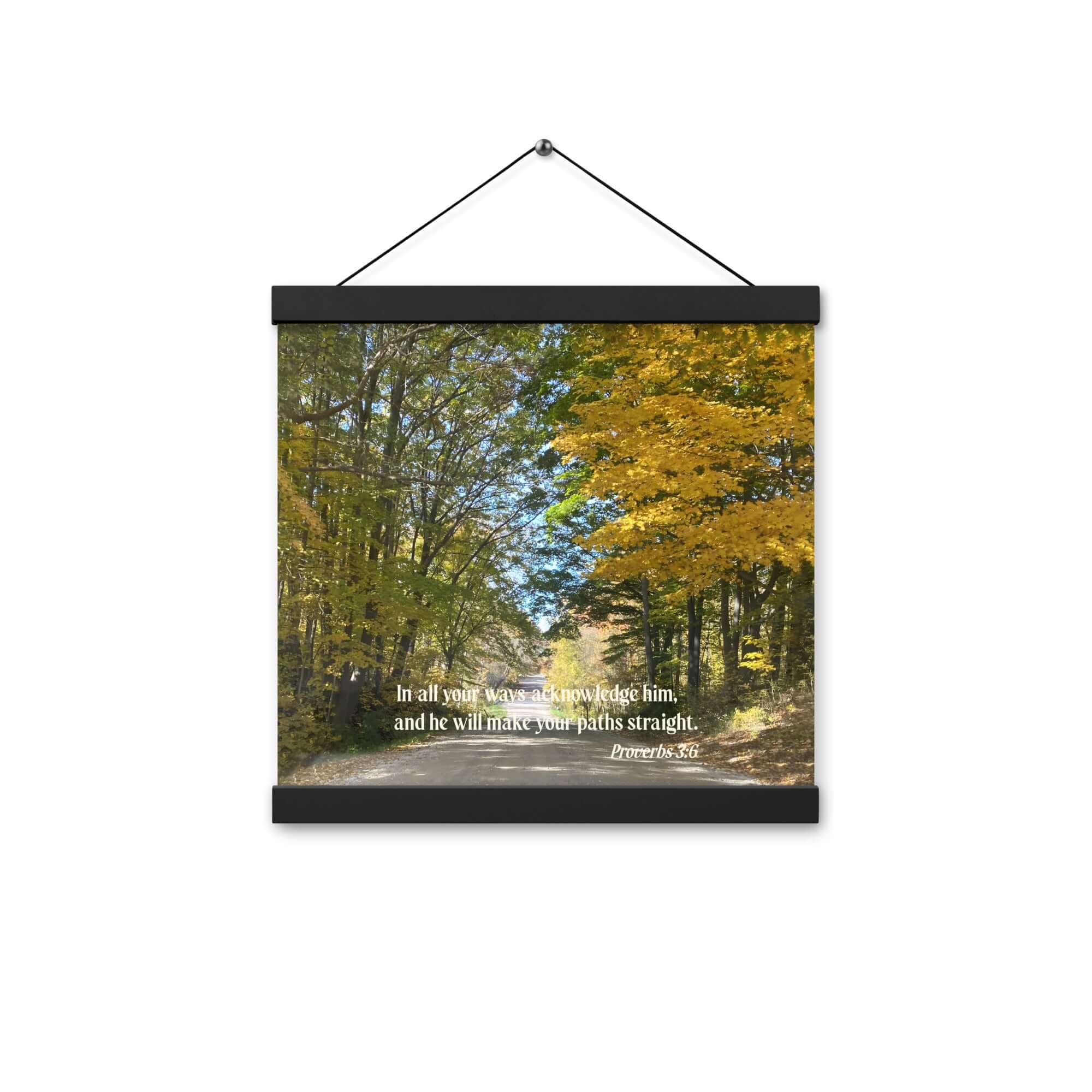 Proverbs 3:6 Bible Verse, Fall Road Enhanced Matte Paper Poster With Hanger Wall Art