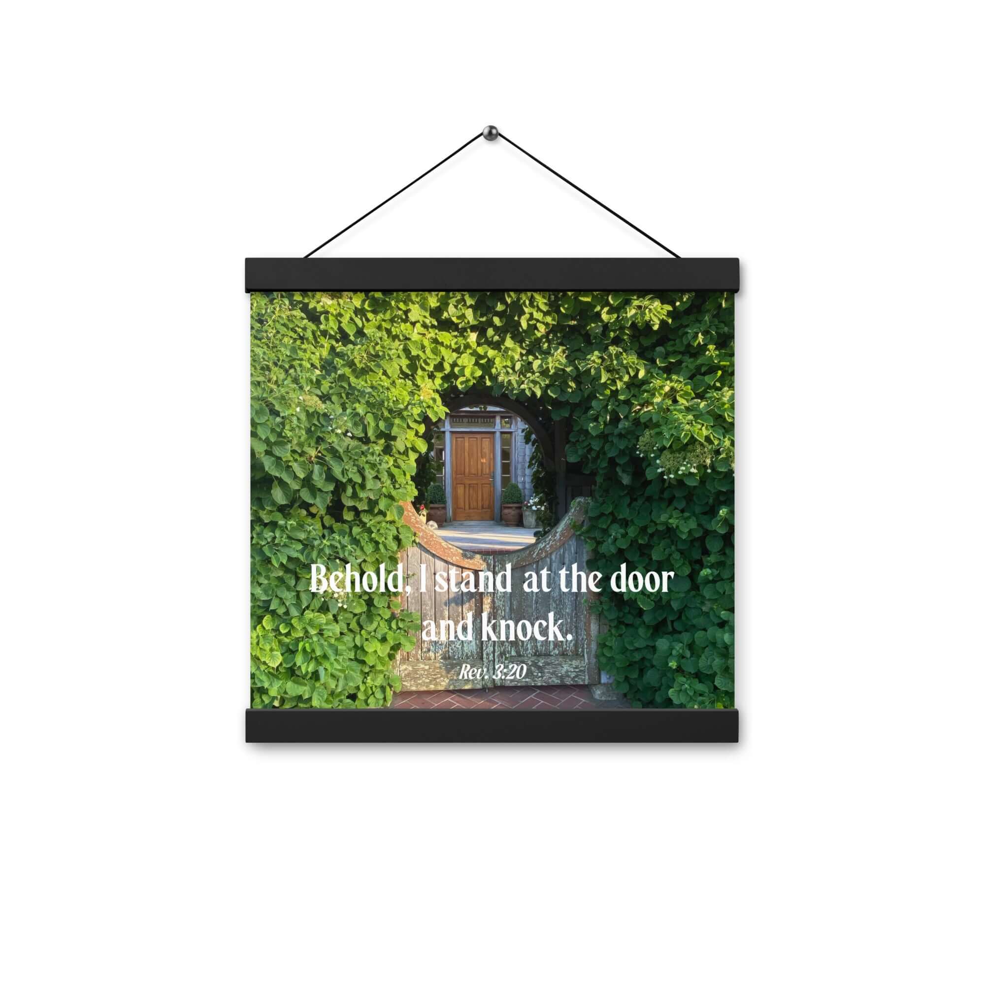 Revelation 3:20 Bible Verse, Garden Doorway Enhanced Matte Paper Poster With Hanger Wall Art