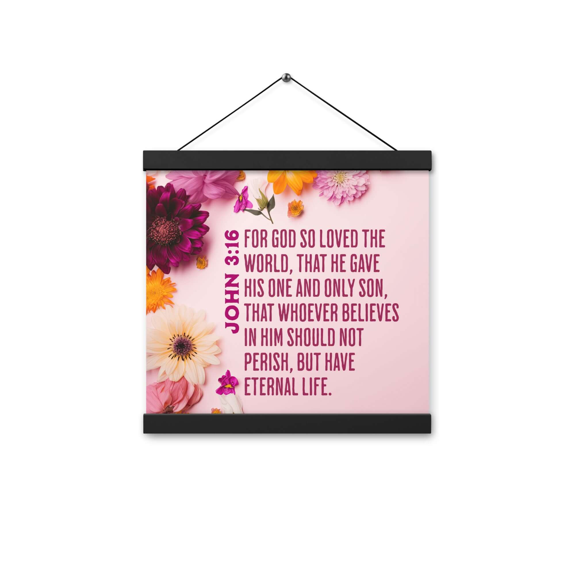 John 3:16 Bible Verse, For God So Loved Enhanced Matte Paper Poster With Hanger Wall Art