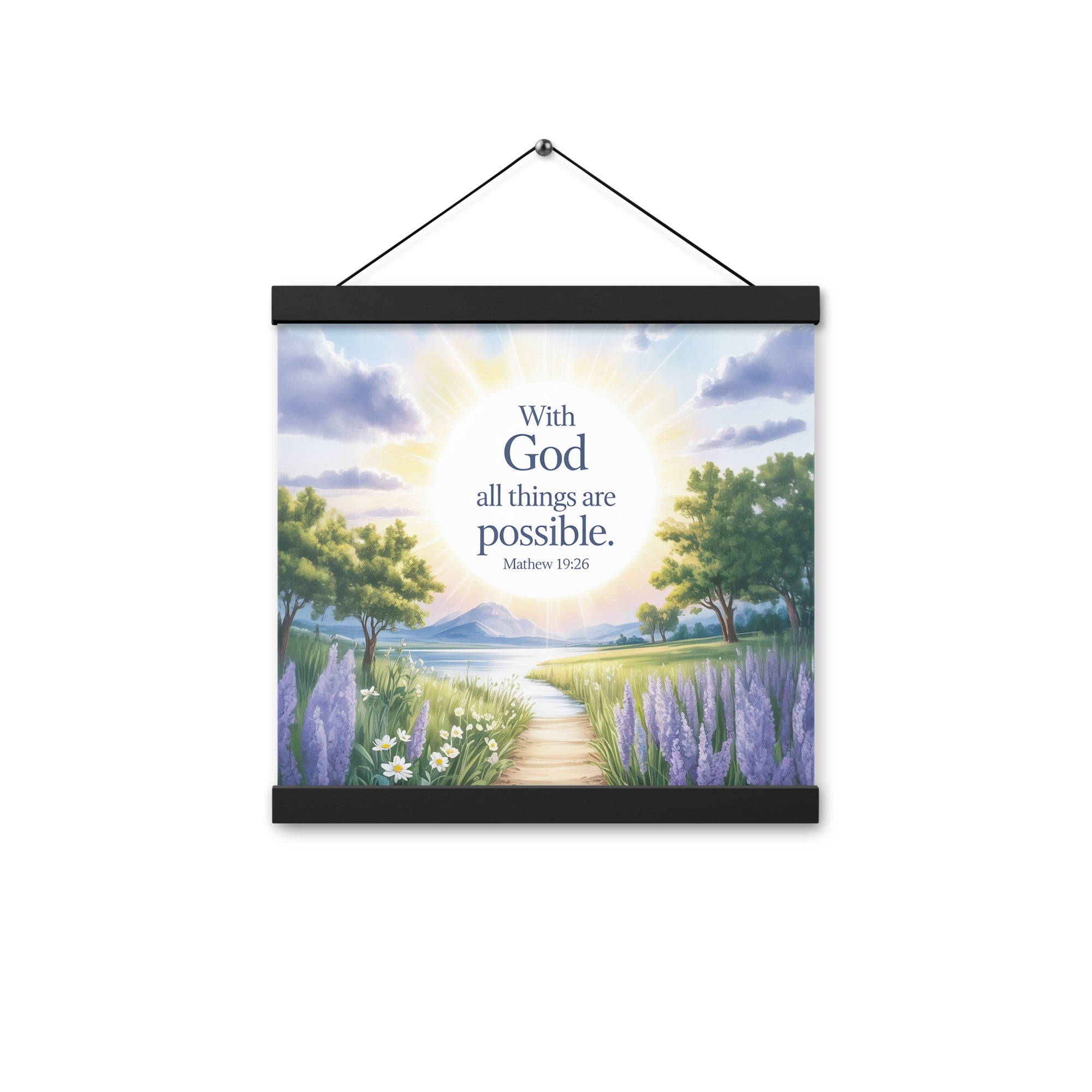 Matthew 19:26 Bible Verse Looking at Enhanced Matte Paper Poster With Hanger