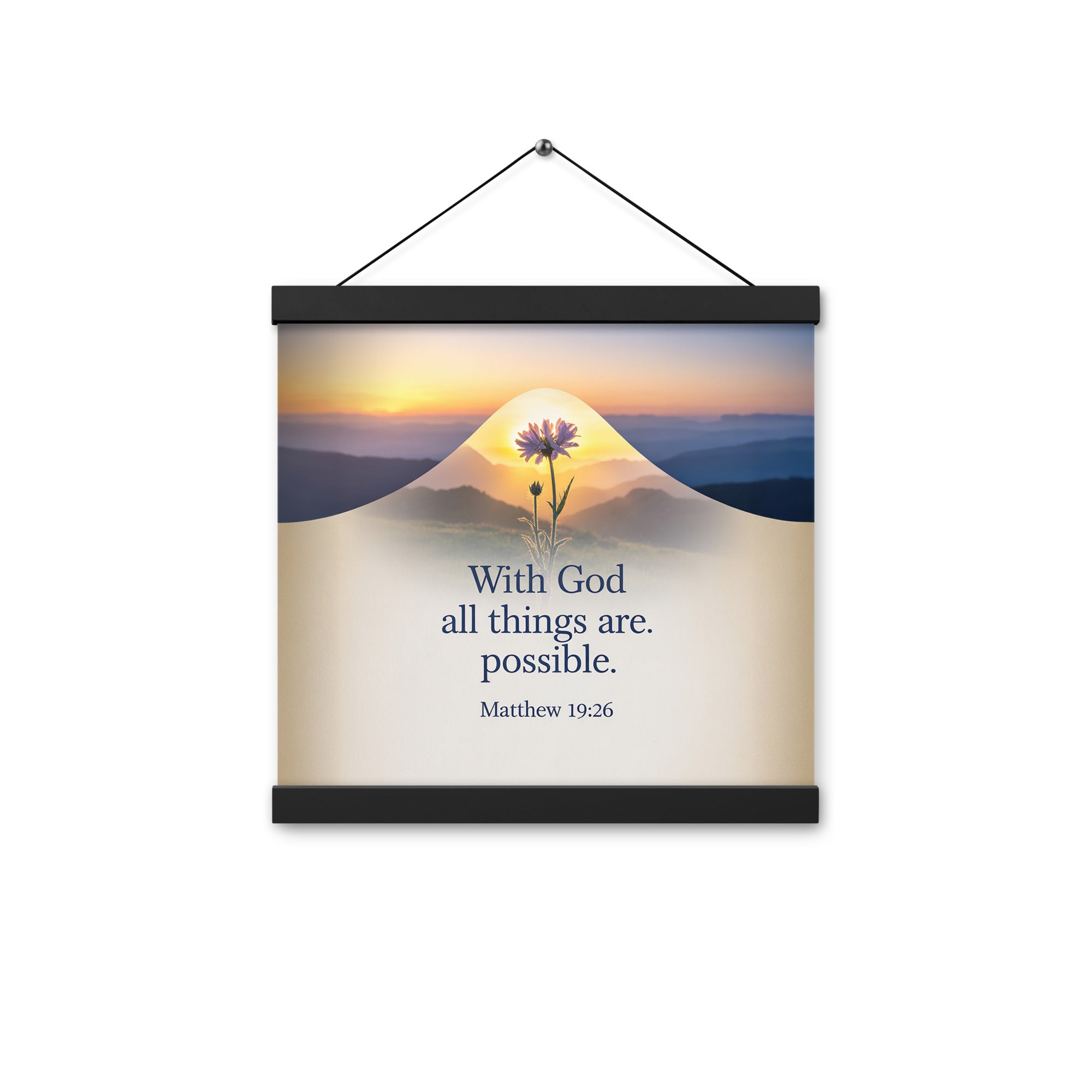 Matthew 19:26 Bible Verse at them Enhanced Matte Paper Poster With Hanger