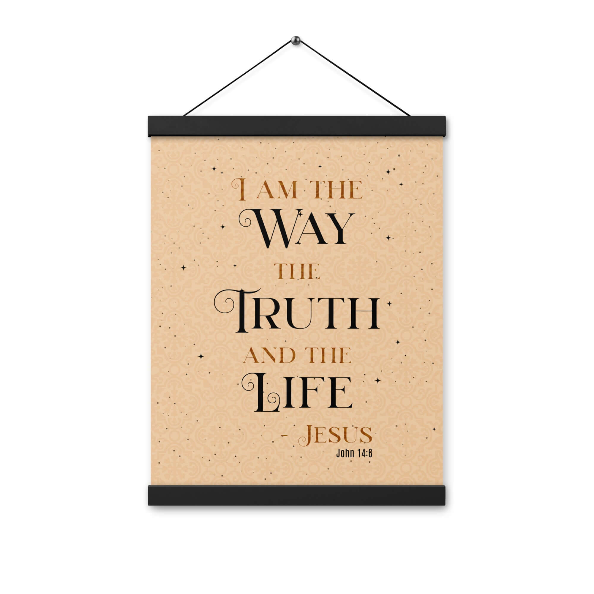 John 14:6 Bible Verse, Color Text Brown Background Enhanced Matte Paper Poster With Hanger Wall Art