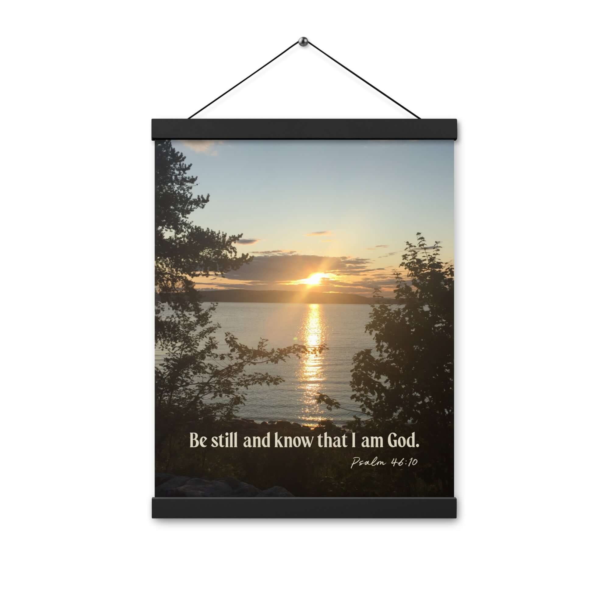 Psalm 46:10 Bible Verse, Sunset Glory Enhanced Matte Paper Poster With Hanger Wall Art