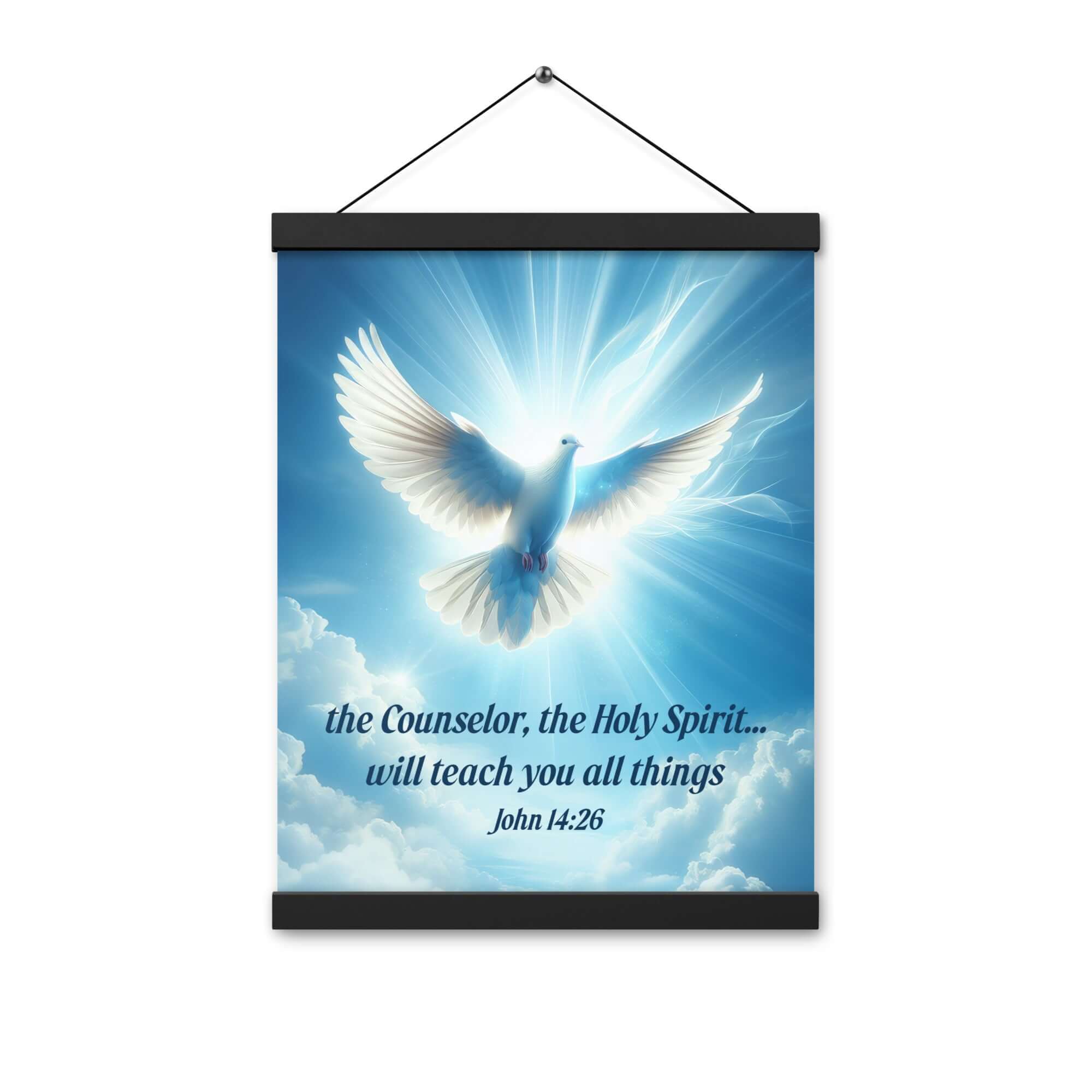 John 14:26 Bible Verse, Holy Spirit Dove Enhanced Matte Paper Poster With Hanger Wall Art