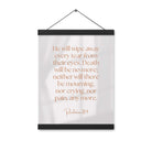 Revelation 21:4 Bible Verse, He will wipe Enhanced Matte Paper Poster With Hanger Wall Art
