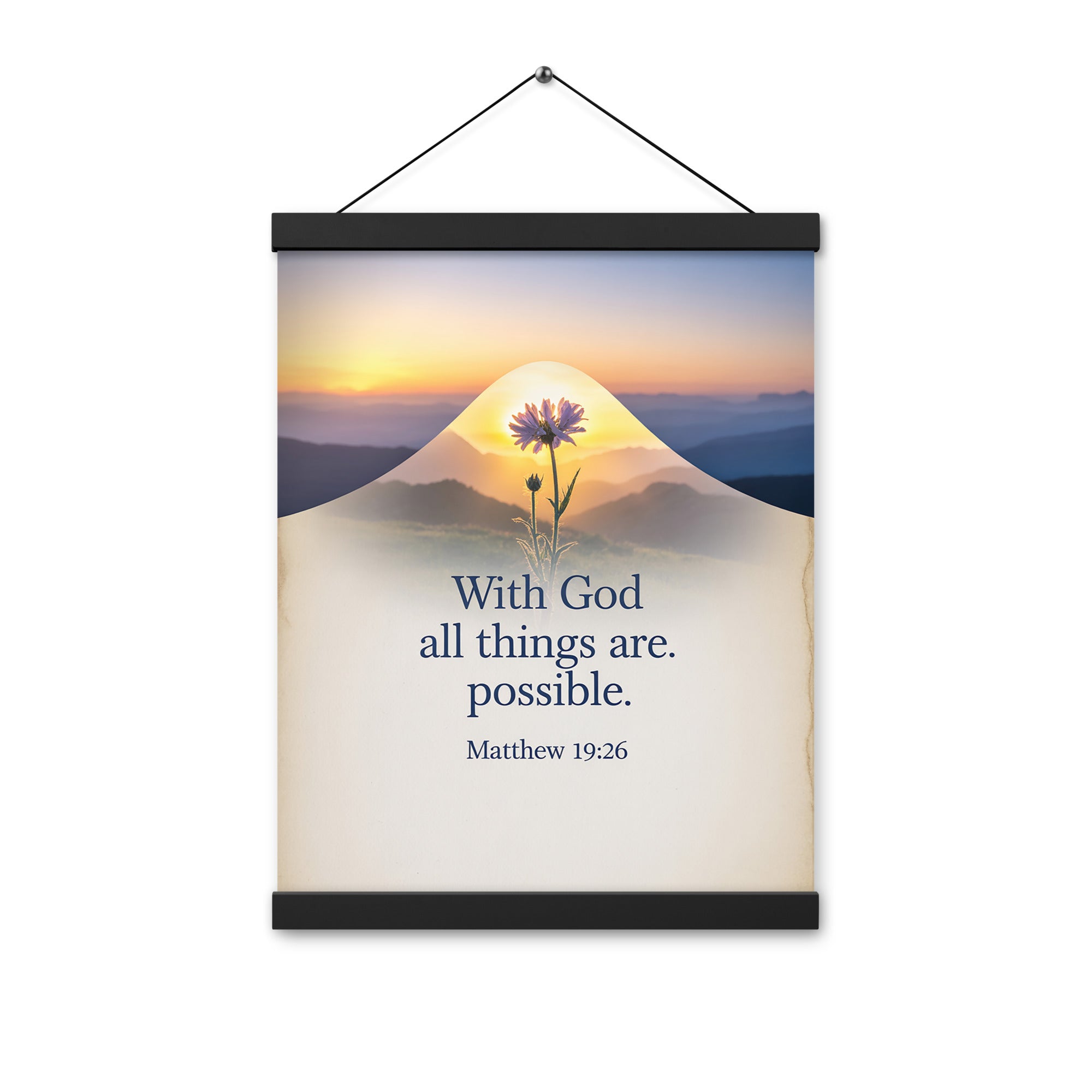 Matthew 19:26 Bible Verse at them Enhanced Matte Paper Poster With Hanger