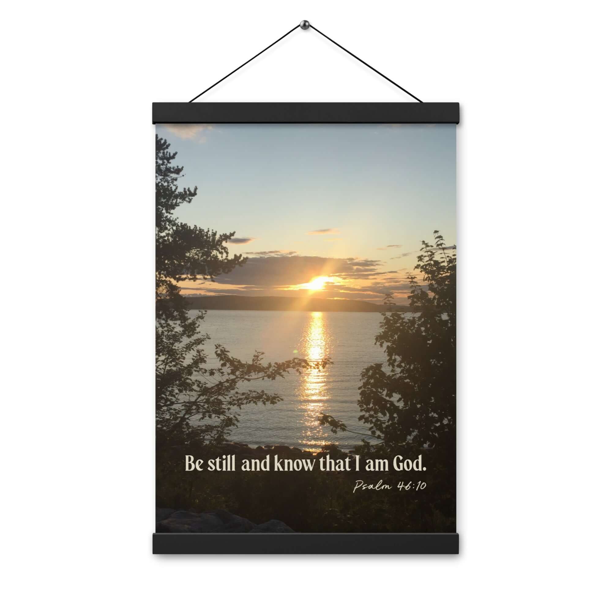 Psalm 46:10 Bible Verse, Sunset Glory Enhanced Matte Paper Poster With Hanger Wall Art