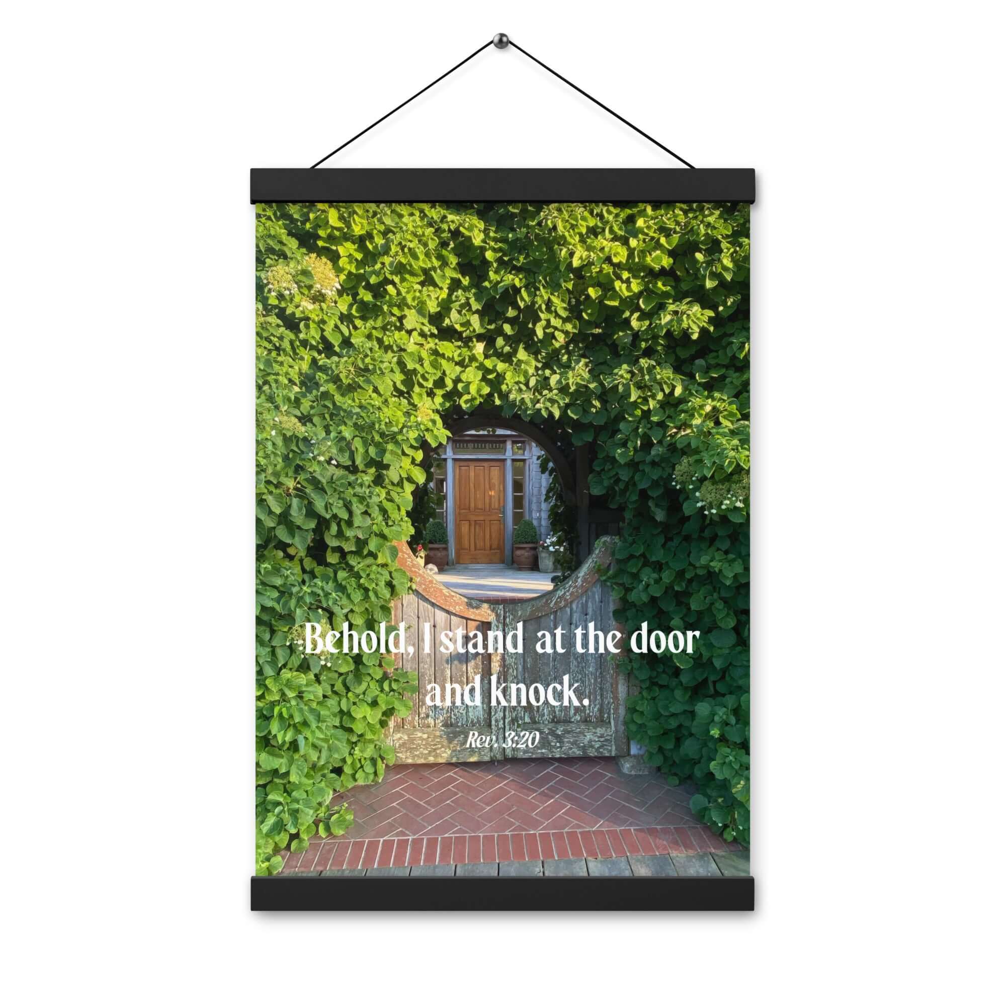 Revelation 3:20 Bible Verse, Garden Doorway Enhanced Matte Paper Poster With Hanger Wall Art