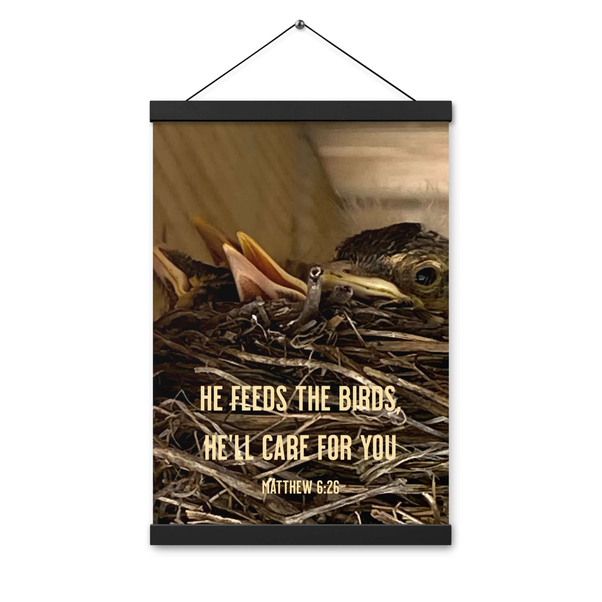 Matthew 6:26 Baby Robins, He'll Care for You Enhanced Matte Paper Poster With Hanger Wall Art