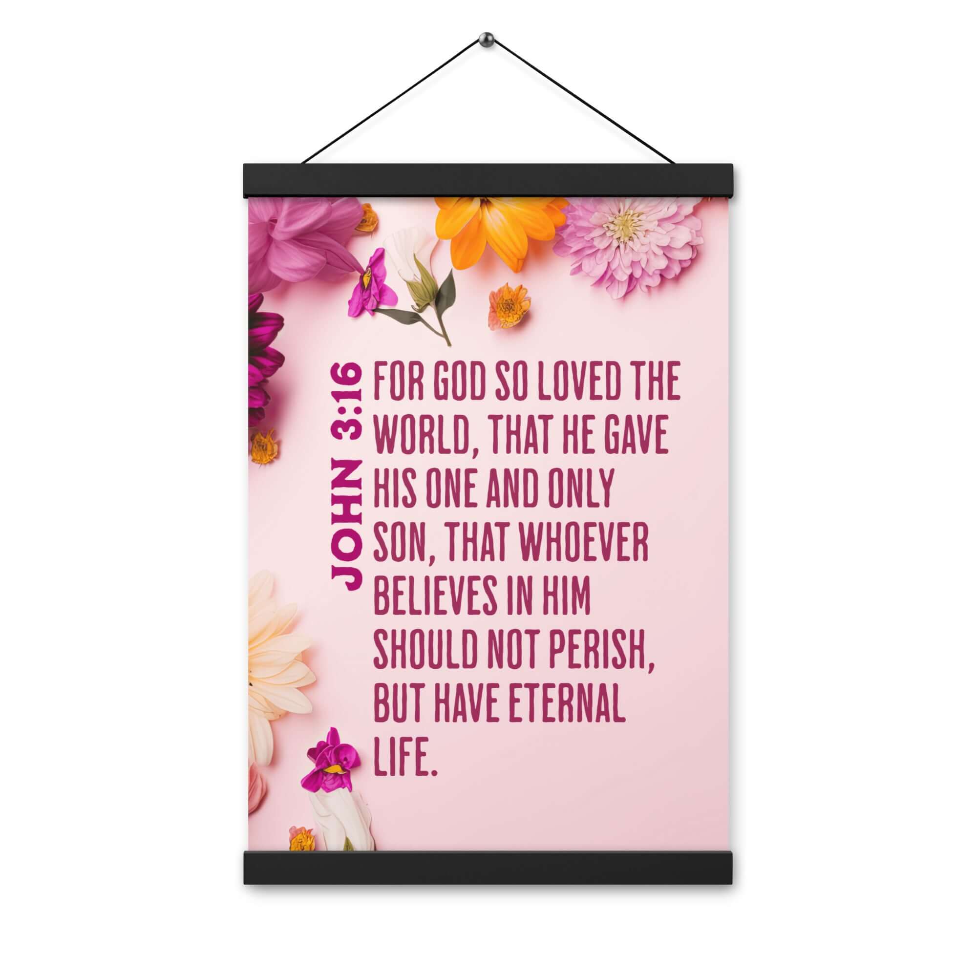 John 3:16 Bible Verse, For God So Loved Enhanced Matte Paper Poster With Hanger Wall Art