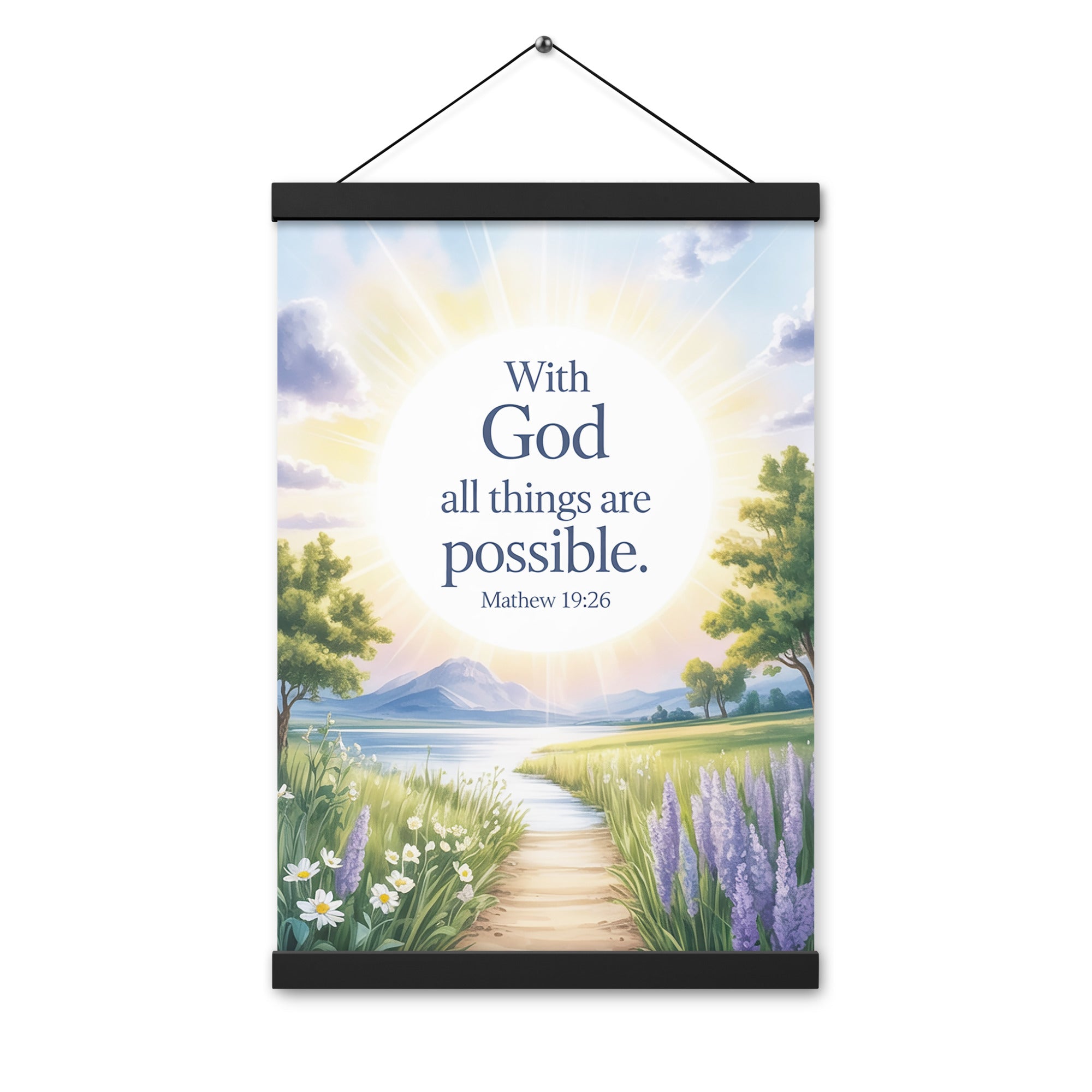 Matthew 19:26 Bible Verse Looking at Enhanced Matte Paper Poster With Hanger