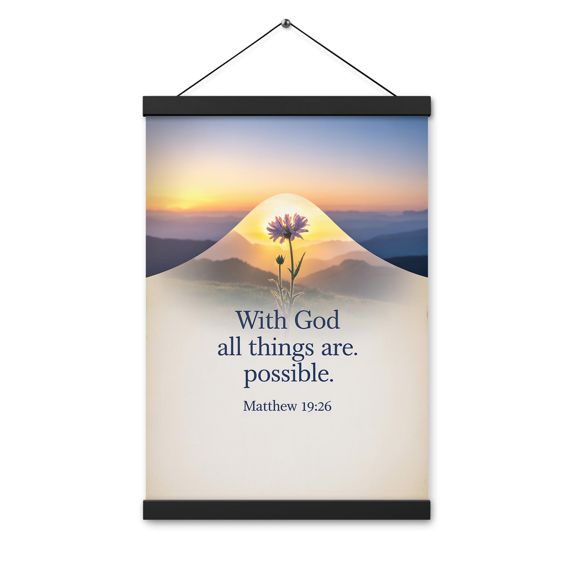 Matthew 19:26 Bible Verse at them Enhanced Matte Paper Poster With Hanger