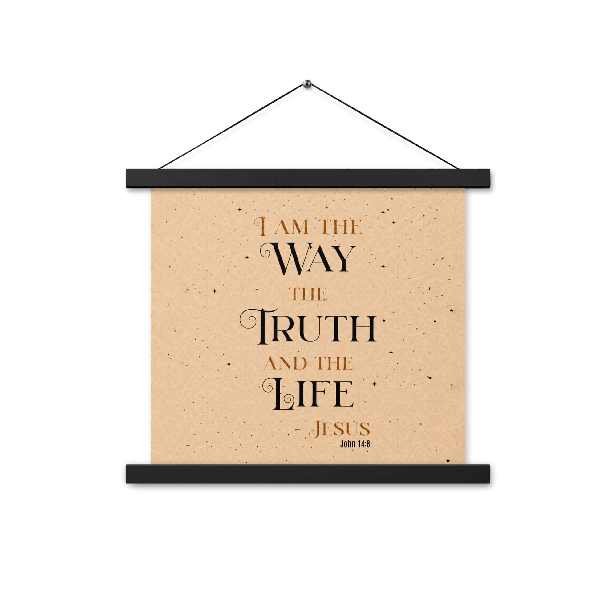 John 14:6 Bible Verse, Color Text Brown Background Enhanced Matte Paper Poster With Hanger Wall Art