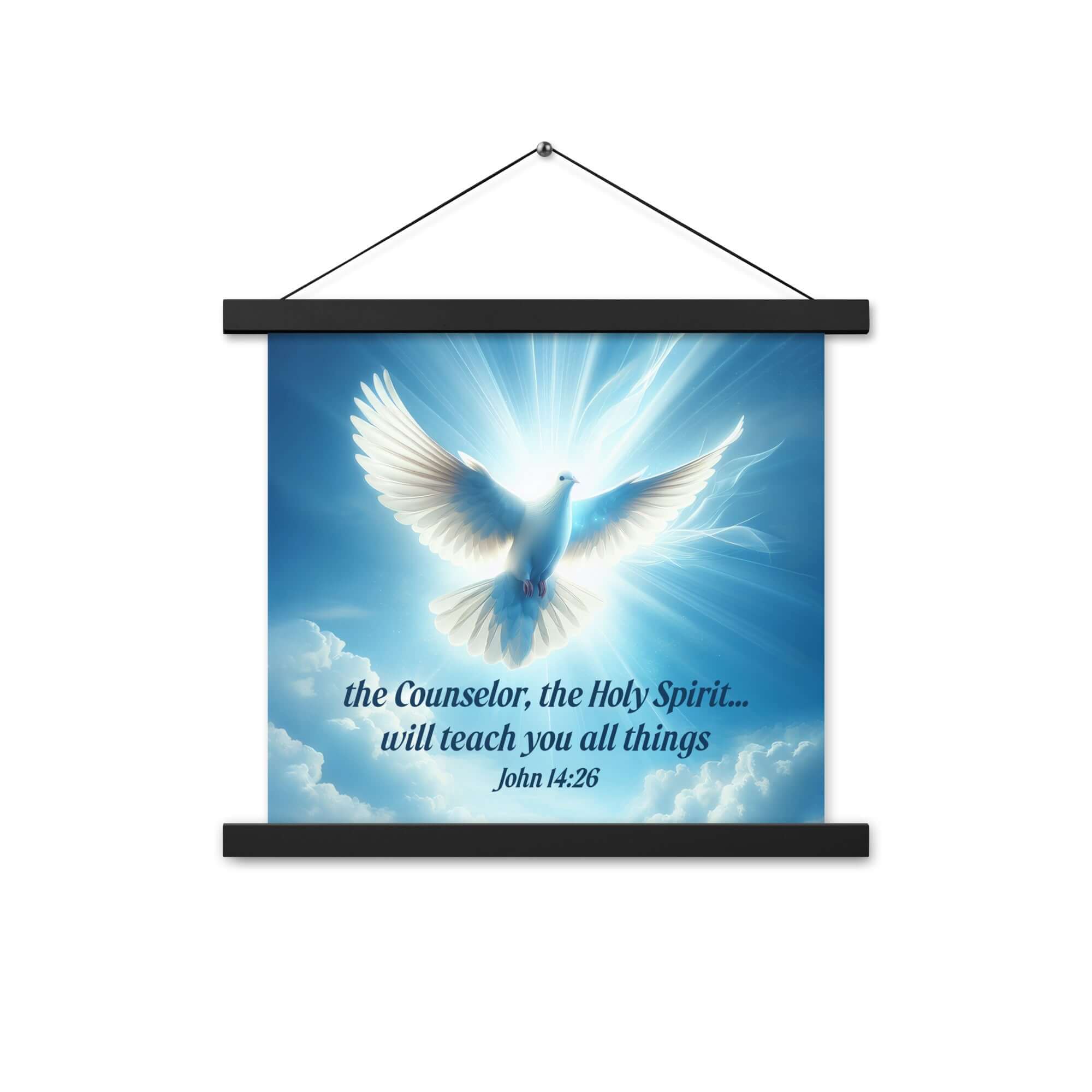 John 14:26 Bible Verse, Holy Spirit Dove Enhanced Matte Paper Poster With Hanger Wall Art