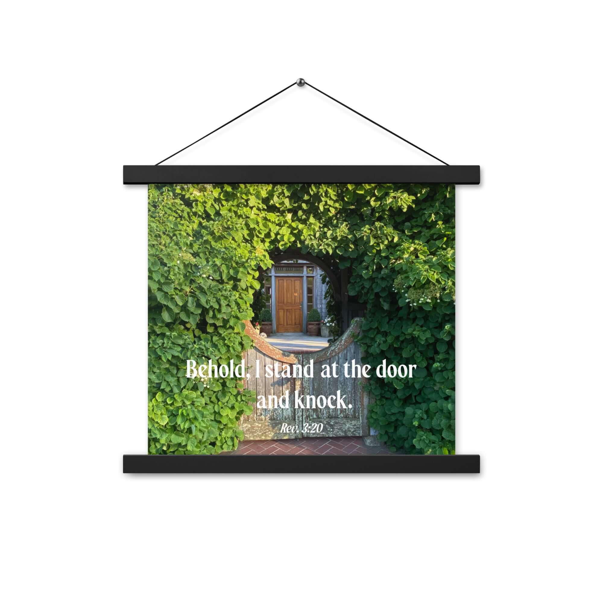 Revelation 3:20 Bible Verse, Garden Doorway Enhanced Matte Paper Poster With Hanger Wall Art