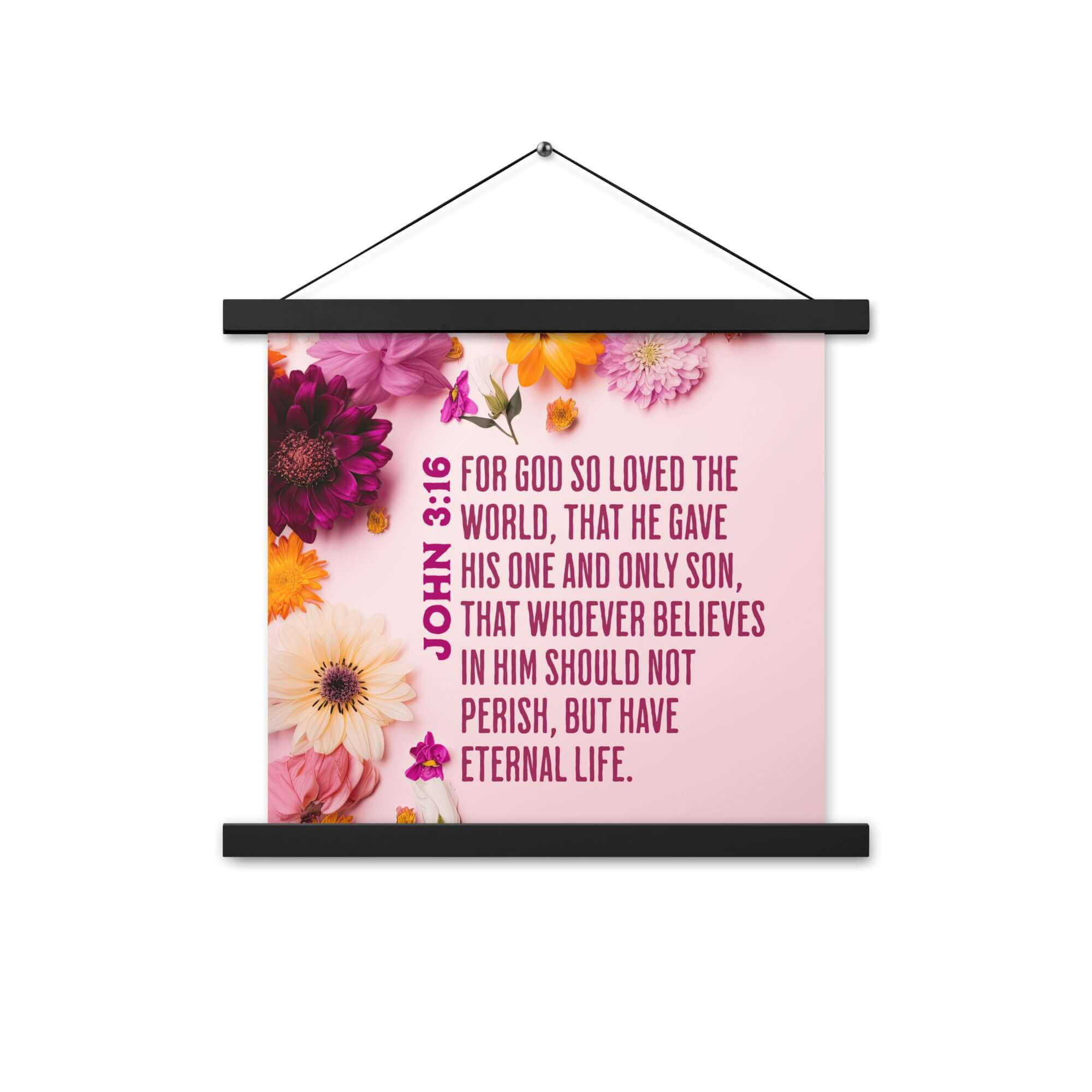 John 3:16 Bible Verse, For God So Loved Enhanced Matte Paper Poster With Hanger Wall Art