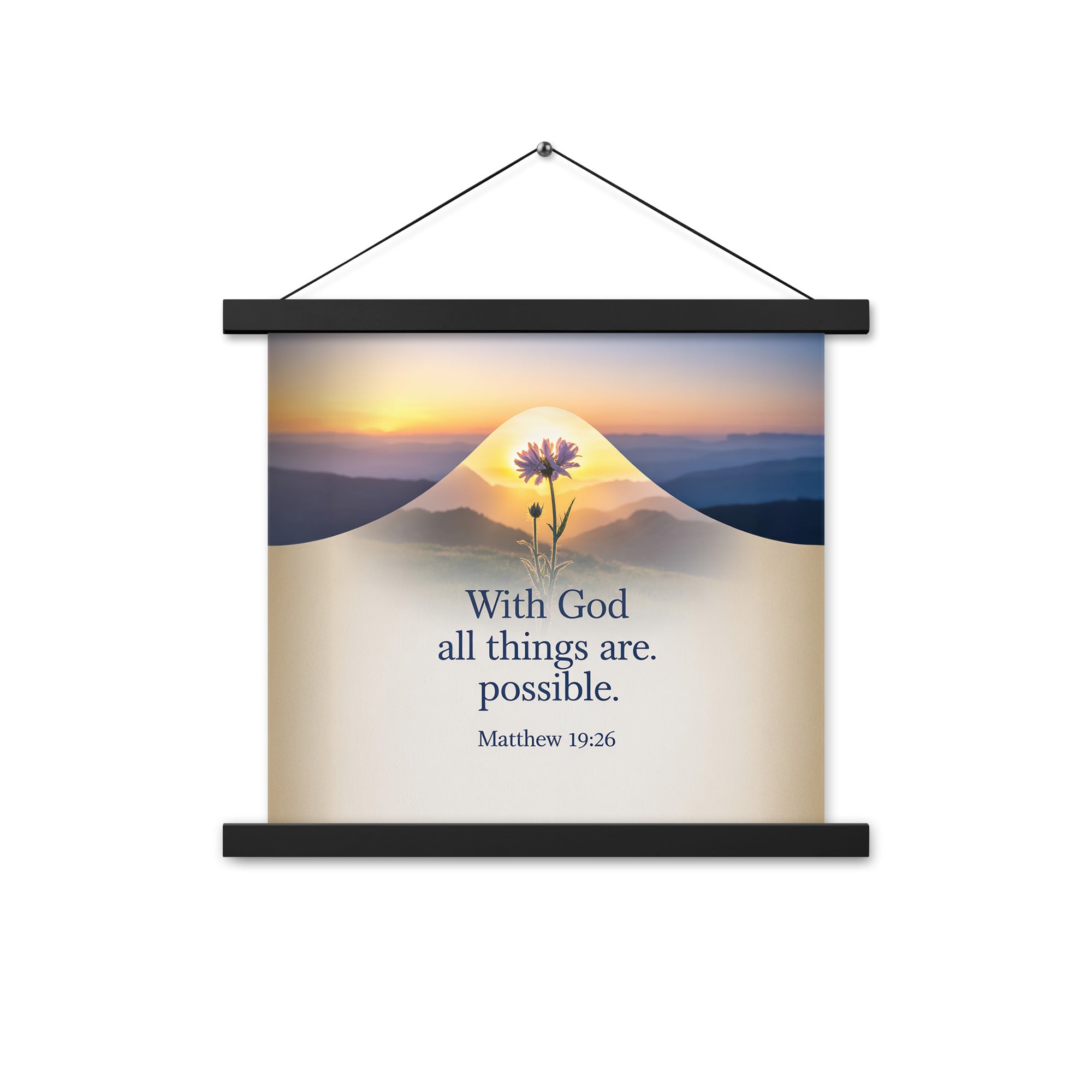 Matthew 19:26 Bible Verse at them Enhanced Matte Paper Poster With Hanger