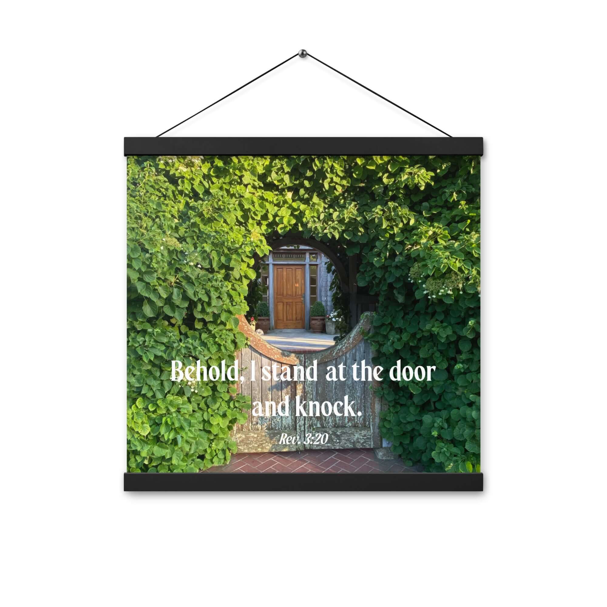 Revelation 3:20 Bible Verse, Garden Doorway Enhanced Matte Paper Poster With Hanger Wall Art