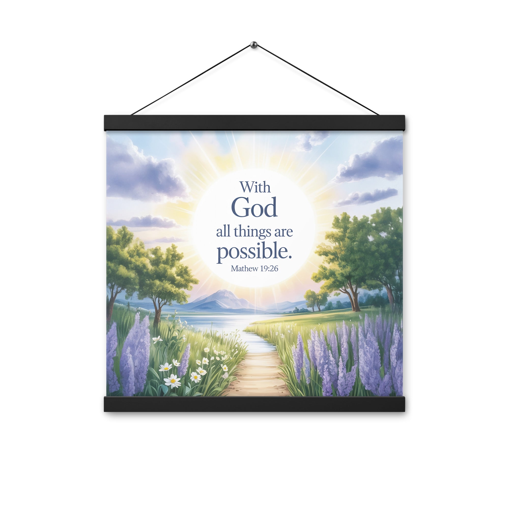 Matthew 19:26 Bible Verse Looking at Enhanced Matte Paper Poster With Hanger