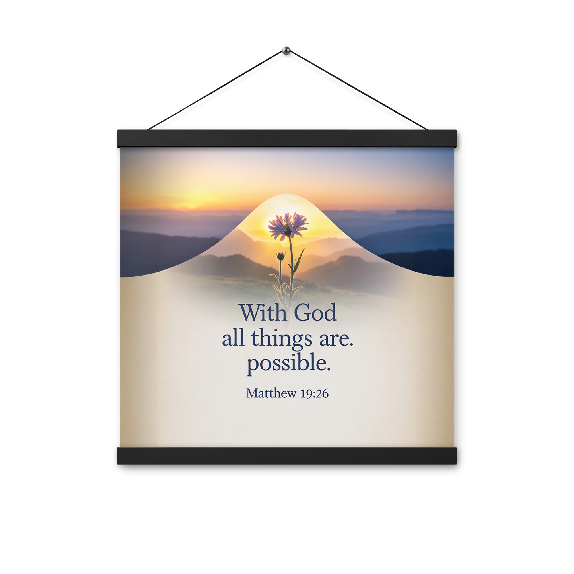Matthew 19:26 Bible Verse at them Enhanced Matte Paper Poster With Hanger