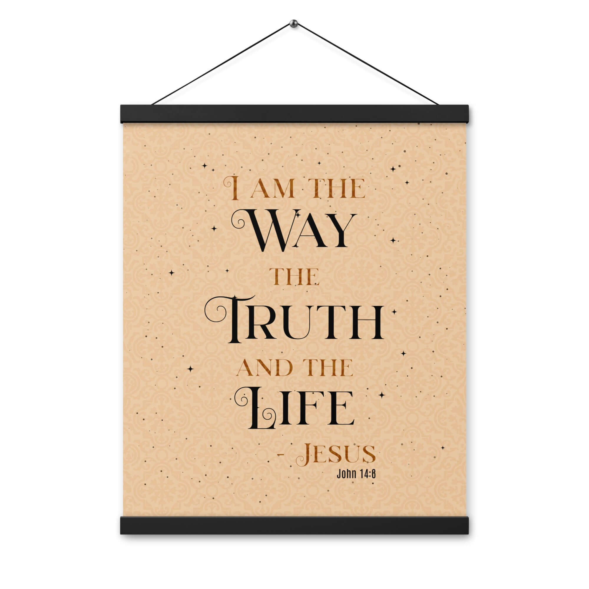 John 14:6 Bible Verse, Color Text Brown Background Enhanced Matte Paper Poster With Hanger Wall Art