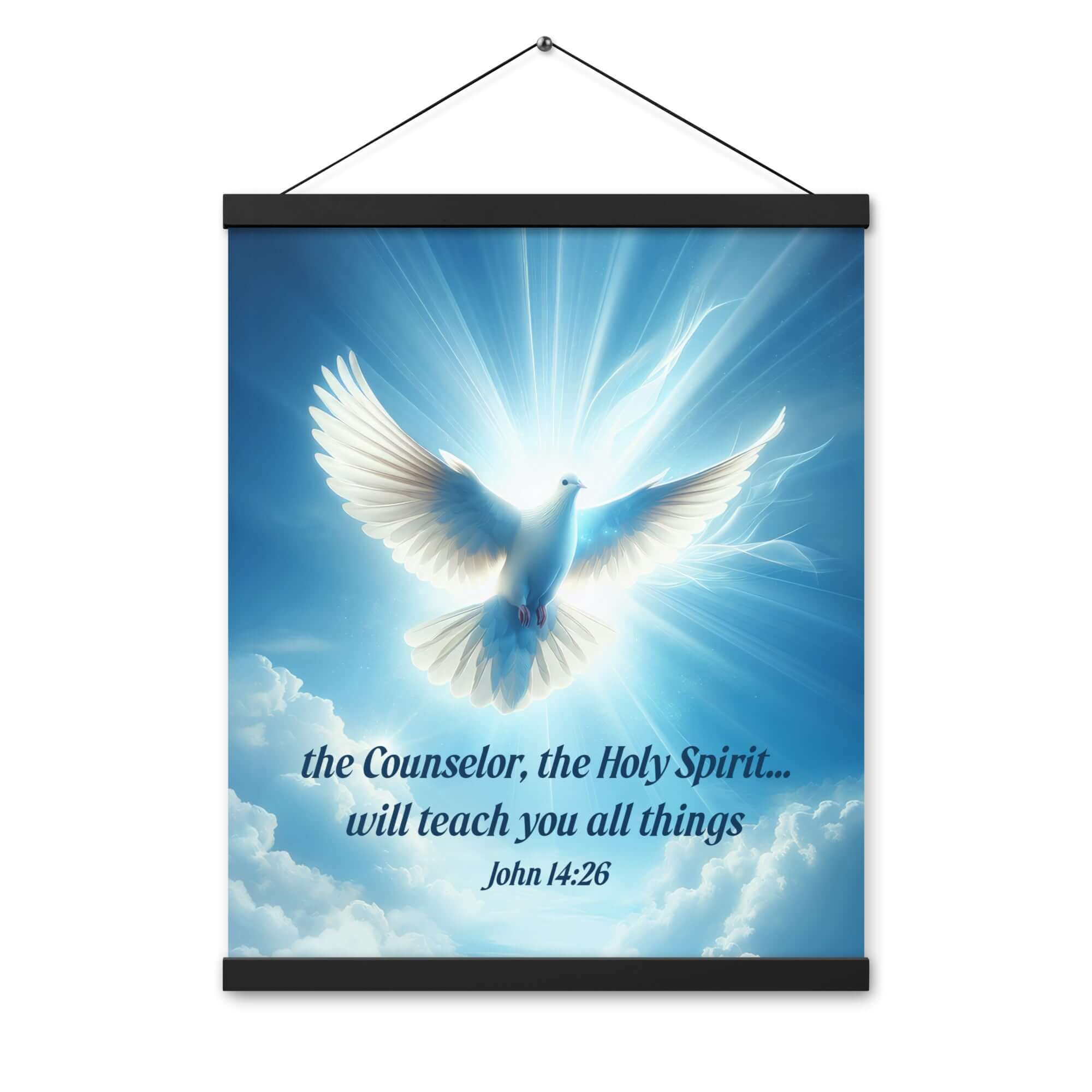 John 14:26 Bible Verse, Holy Spirit Dove Enhanced Matte Paper Poster With Hanger Wall Art