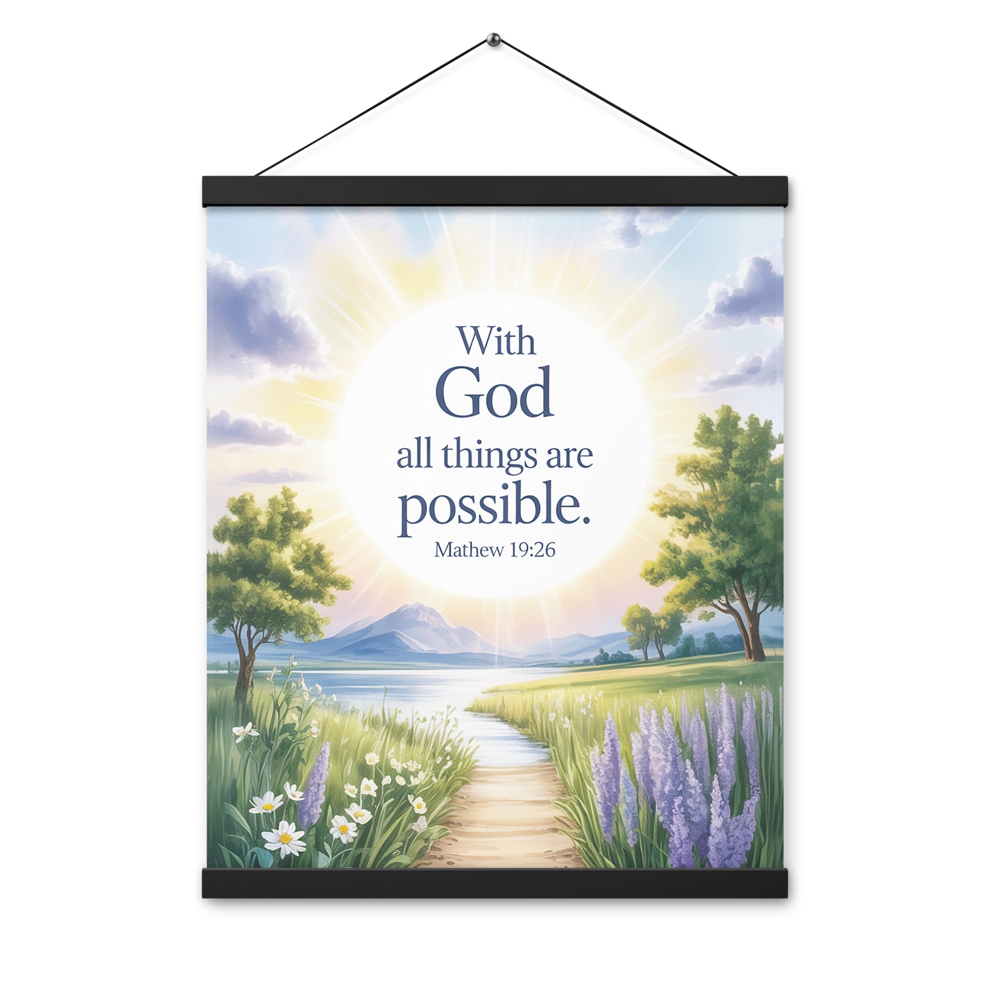 Matthew 19:26 Bible Verse Looking at Enhanced Matte Paper Poster With Hanger
