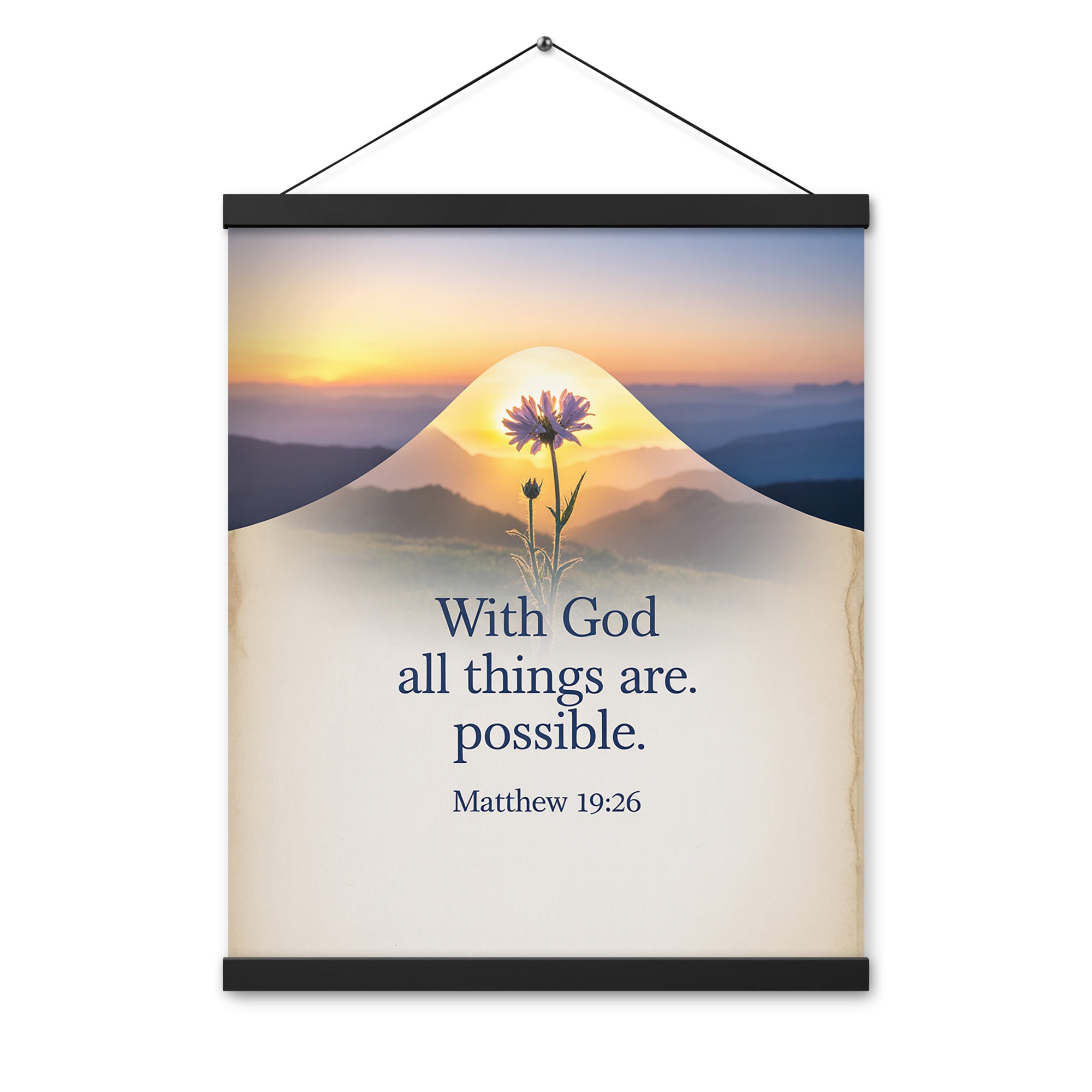 Matthew 19:26 Bible Verse at them Enhanced Matte Paper Poster With Hanger
