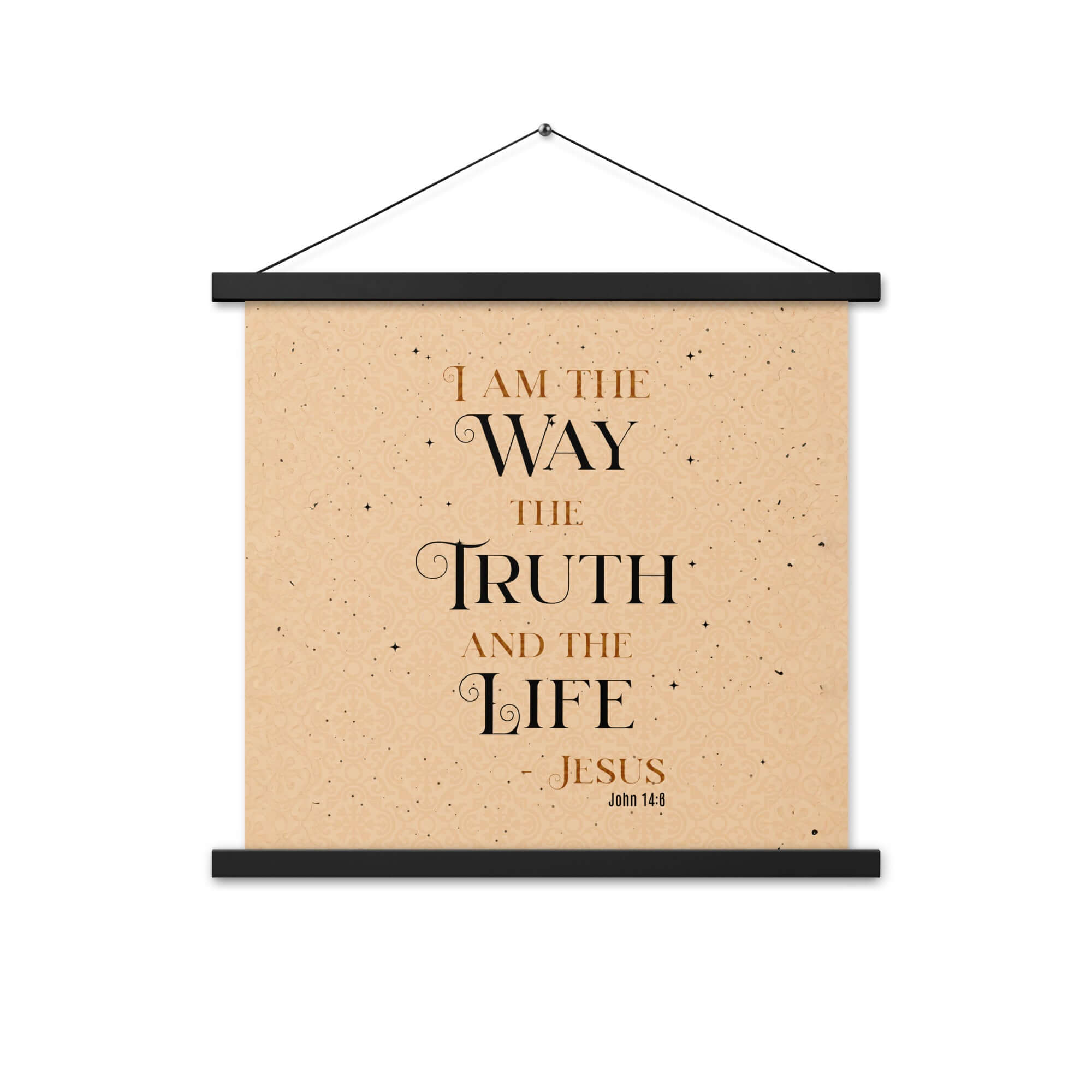 John 14:6 Bible Verse, Color Text Brown Background Enhanced Matte Paper Poster With Hanger Wall Art