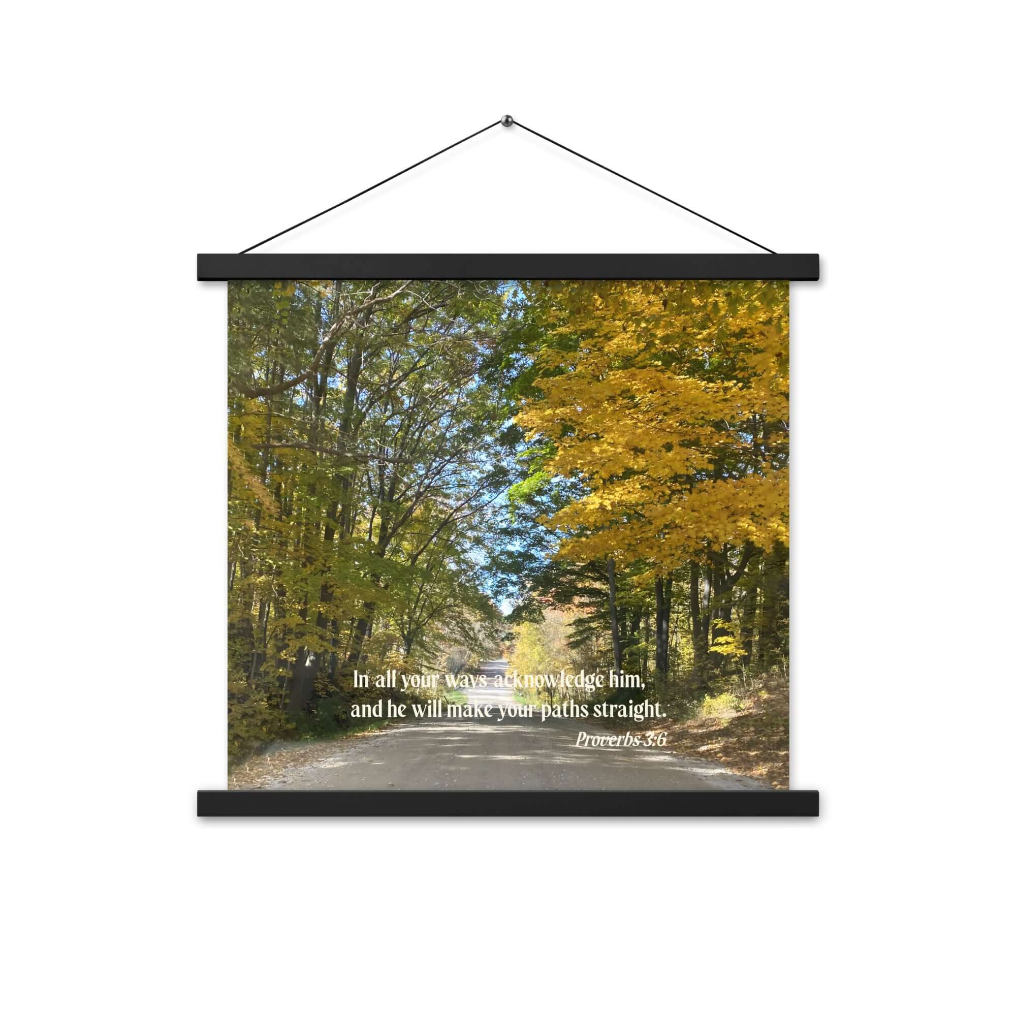 Proverbs 3:6 Bible Verse, Fall Road Enhanced Matte Paper Poster With Hanger Wall Art