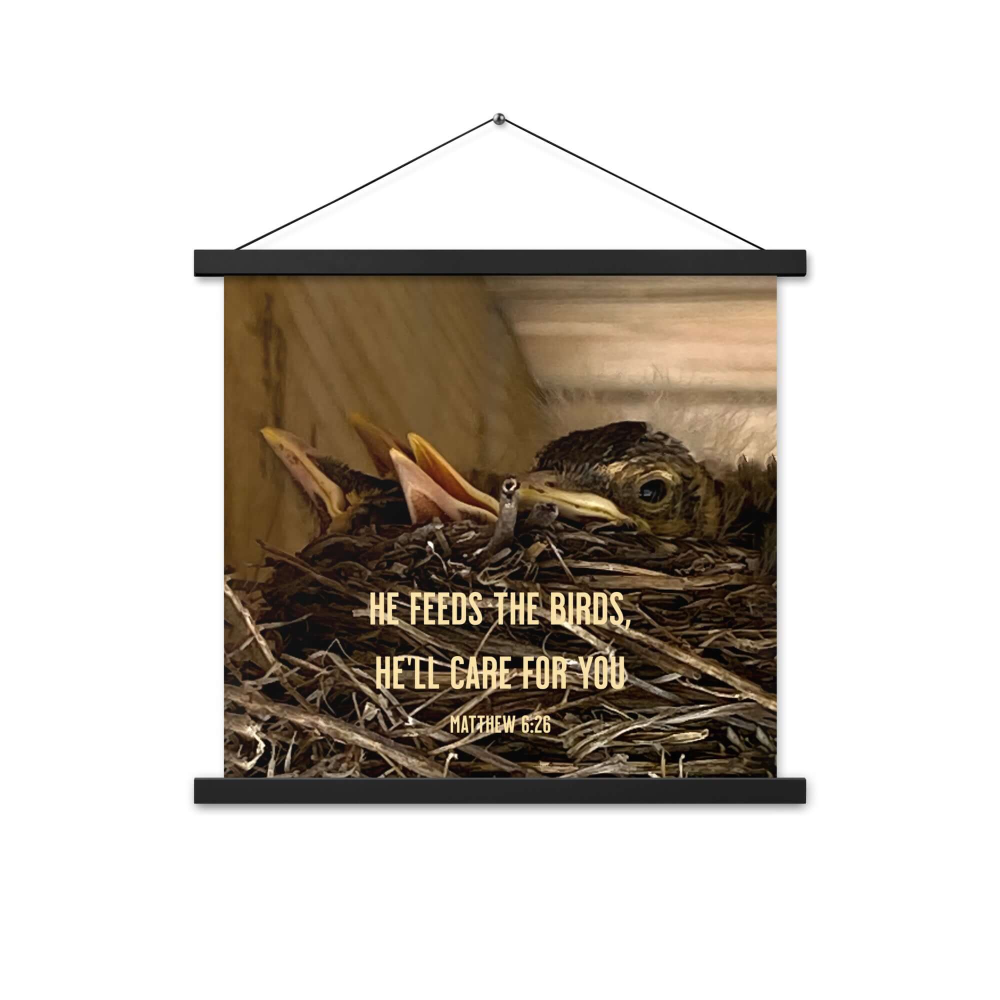 Matthew 6:26 Baby Robins, He'll Care for You Enhanced Matte Paper Poster With Hanger Wall Art