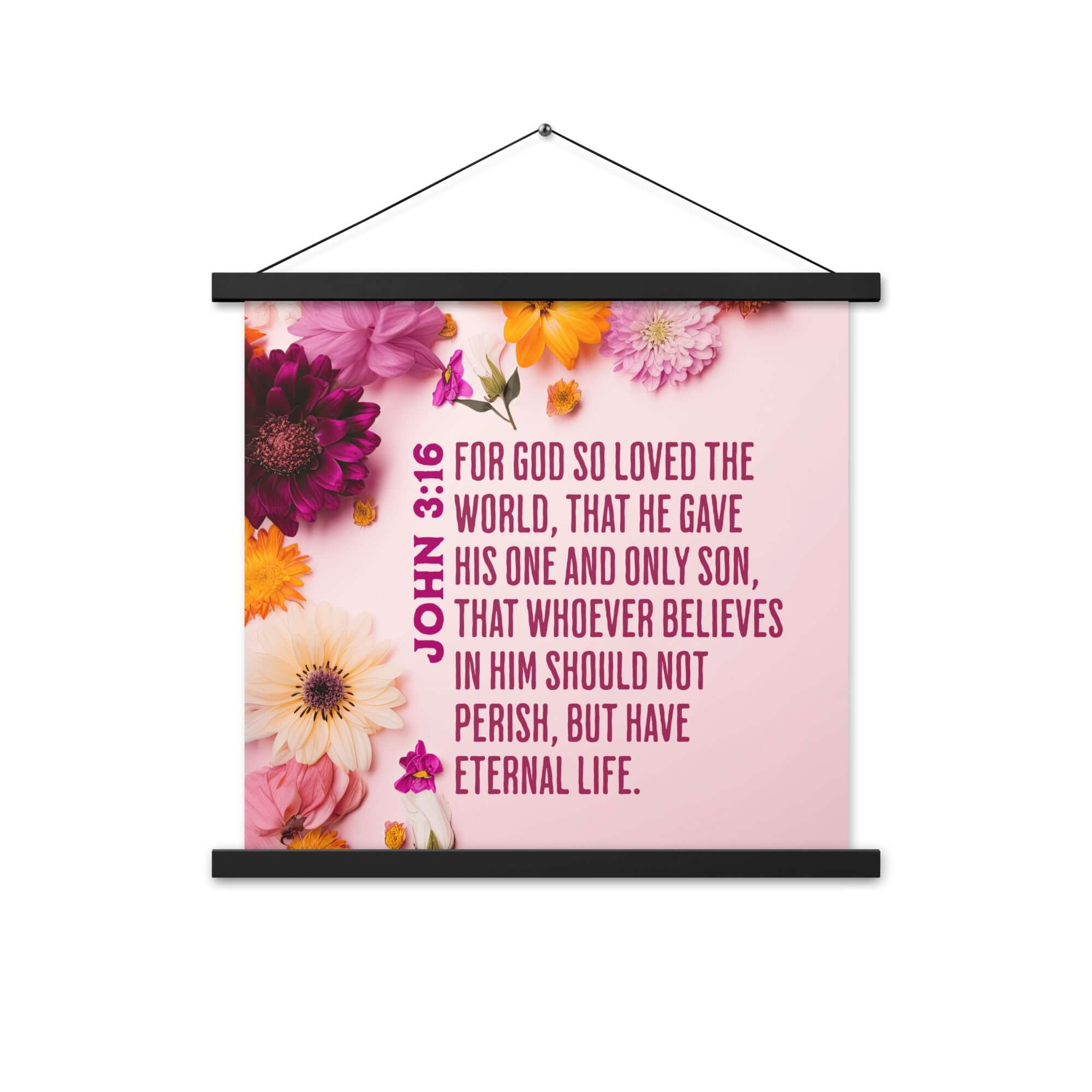John 3:16 Bible Verse, For God So Loved Enhanced Matte Paper Poster With Hanger Wall Art