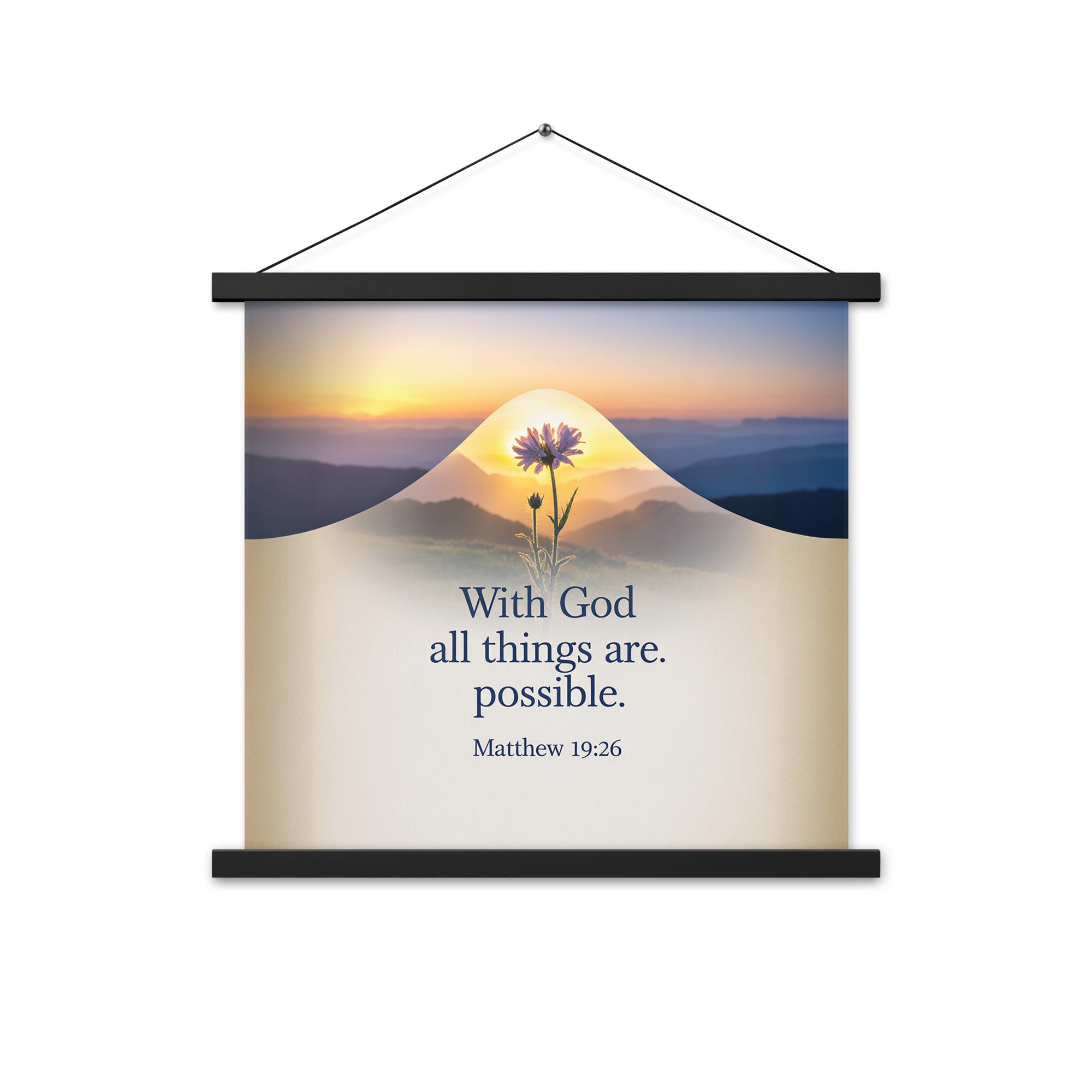 Matthew 19:26 Bible Verse at them Enhanced Matte Paper Poster With Hanger