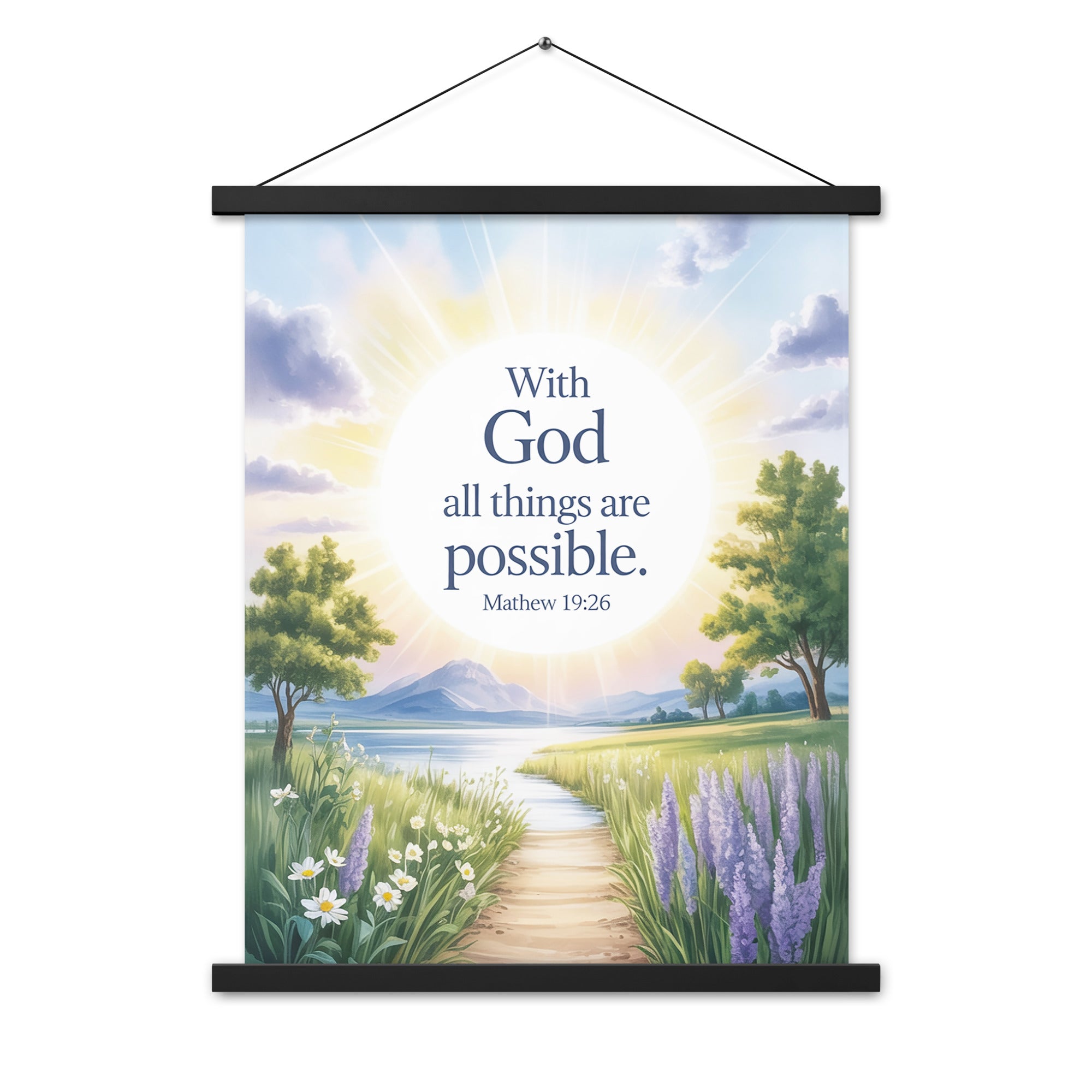 Matthew 19:26 Bible Verse Looking at Enhanced Matte Paper Poster With Hanger