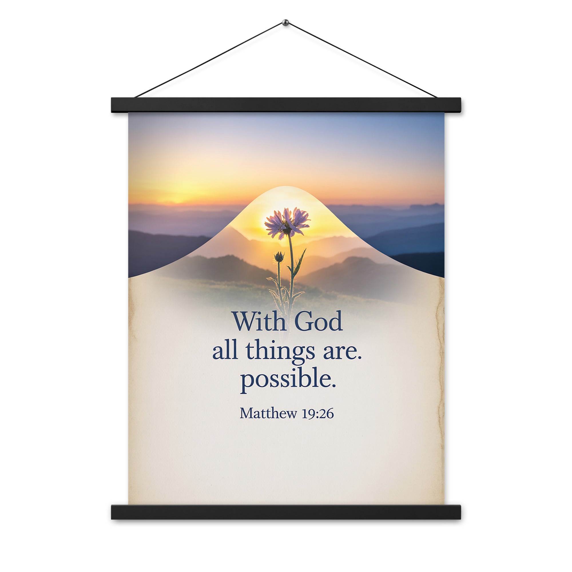 Matthew 19:26 Bible Verse at them Enhanced Matte Paper Poster With Hanger