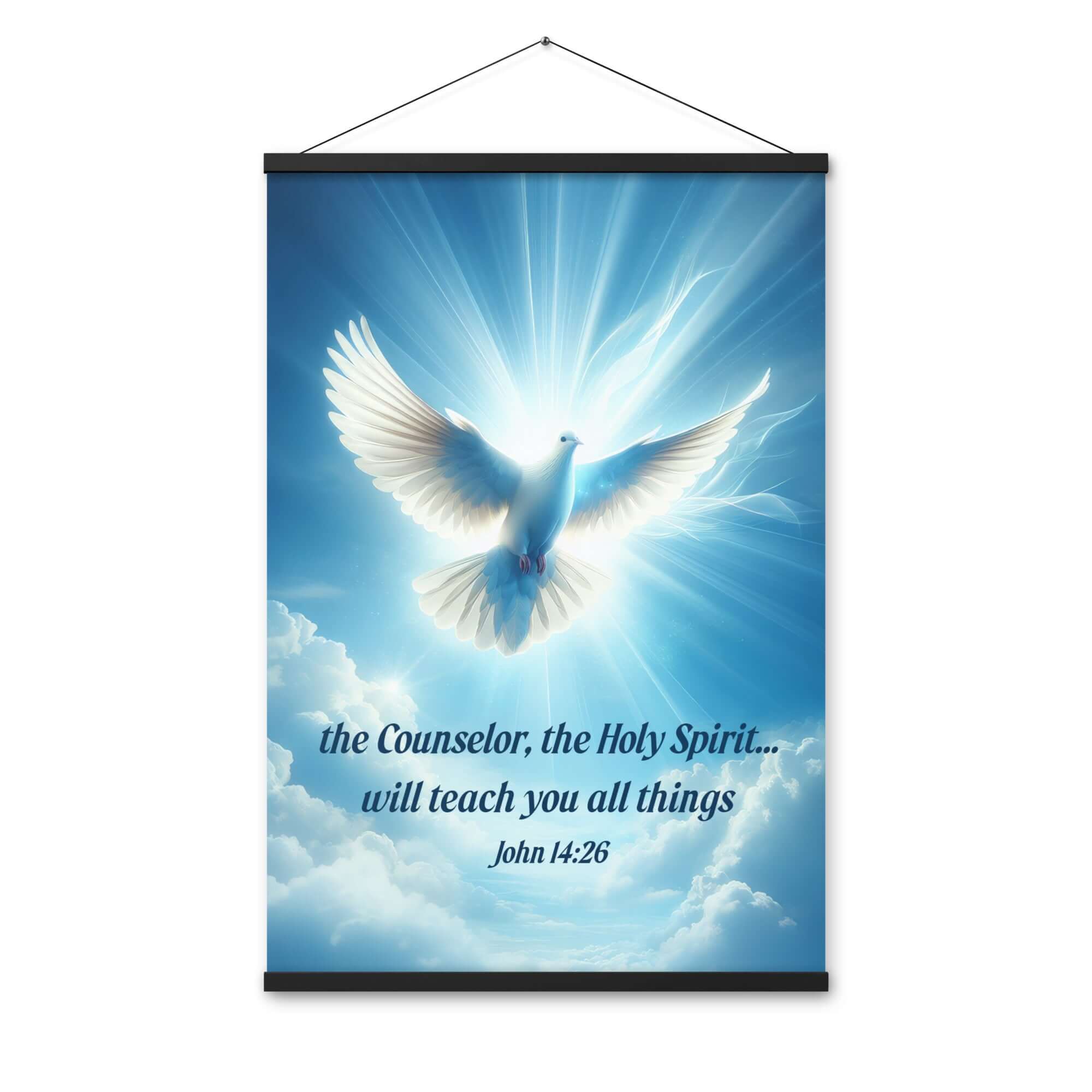 John 14:26 Bible Verse, Holy Spirit Dove Enhanced Matte Paper Poster With Hanger Wall Art