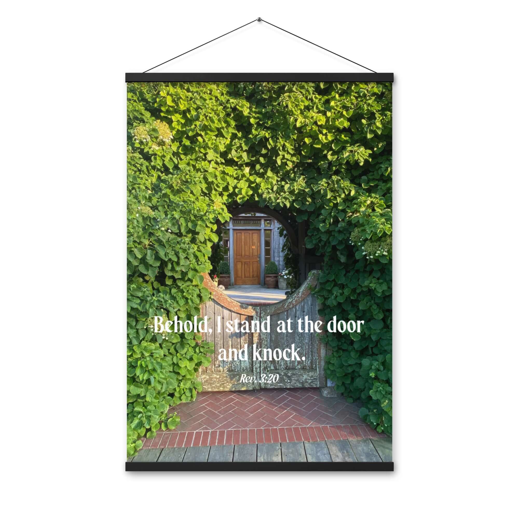 Revelation 3:20 Bible Verse, Garden Doorway Enhanced Matte Paper Poster With Hanger Wall Art