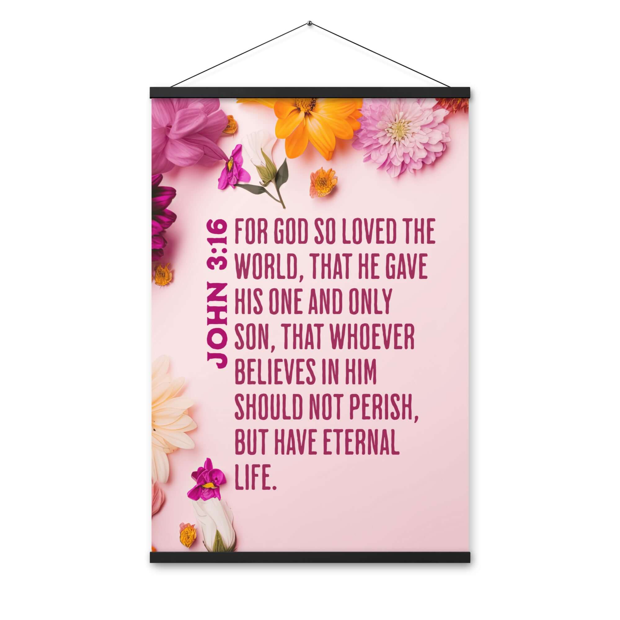 John 3:16 Bible Verse, For God So Loved Enhanced Matte Paper Poster With Hanger Wall Art