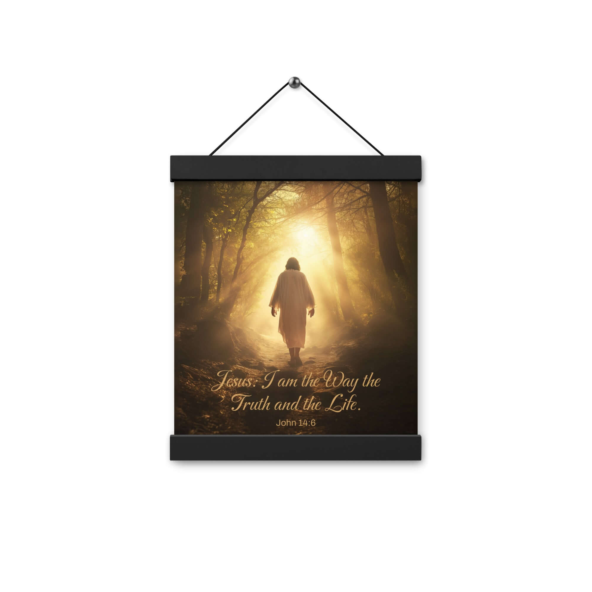 John 14:6 Bible Verse, Forest Image Enhanced Matte Paper Poster With Hanger Wall Art