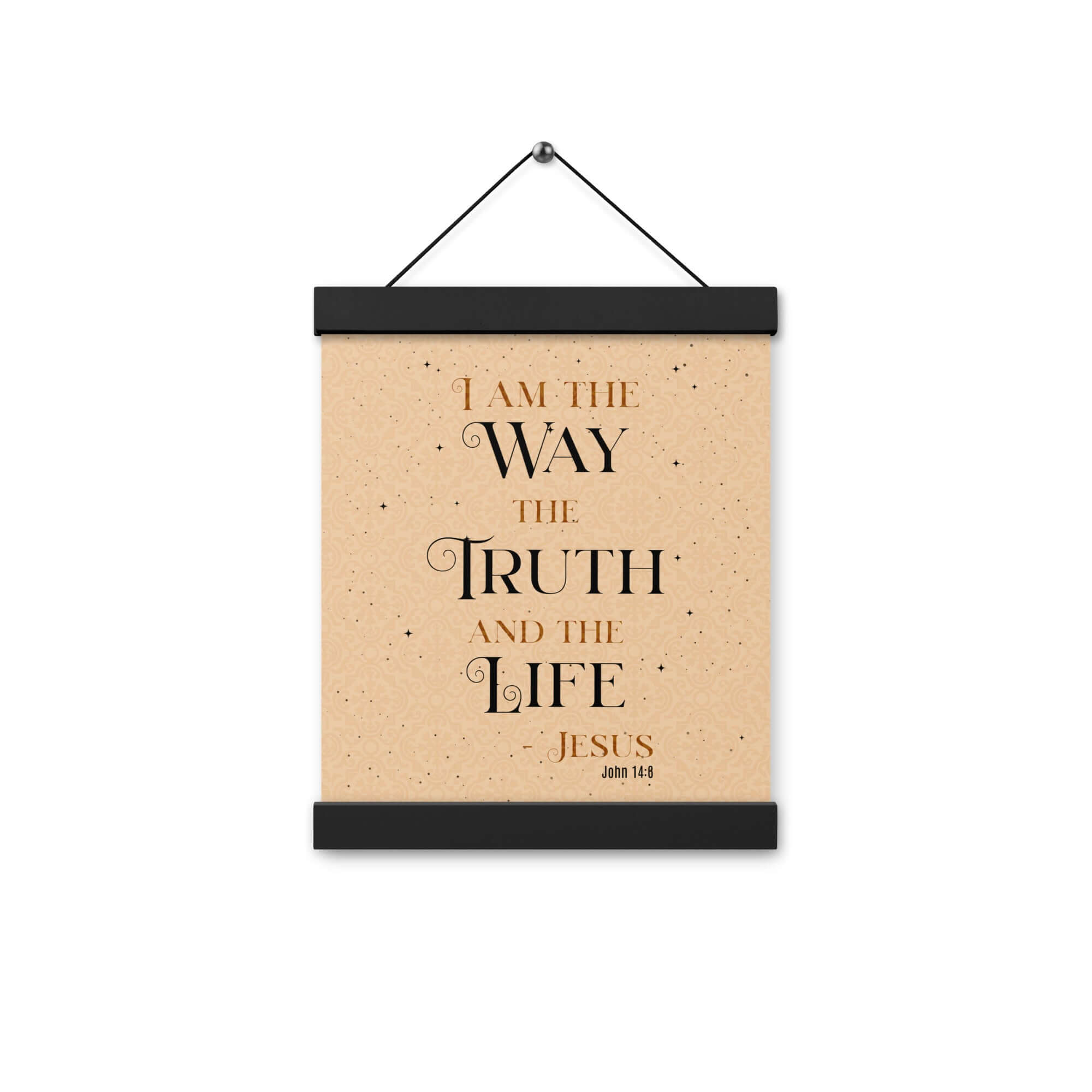 John 14:6 Bible Verse, Color Text Brown Background Enhanced Matte Paper Poster With Hanger Wall Art