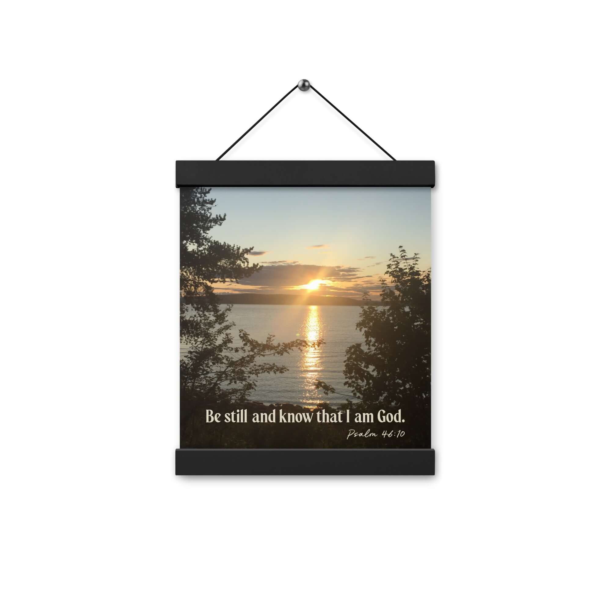Psalm 46:10 Bible Verse, Sunset Glory Enhanced Matte Paper Poster With Hanger Wall Art