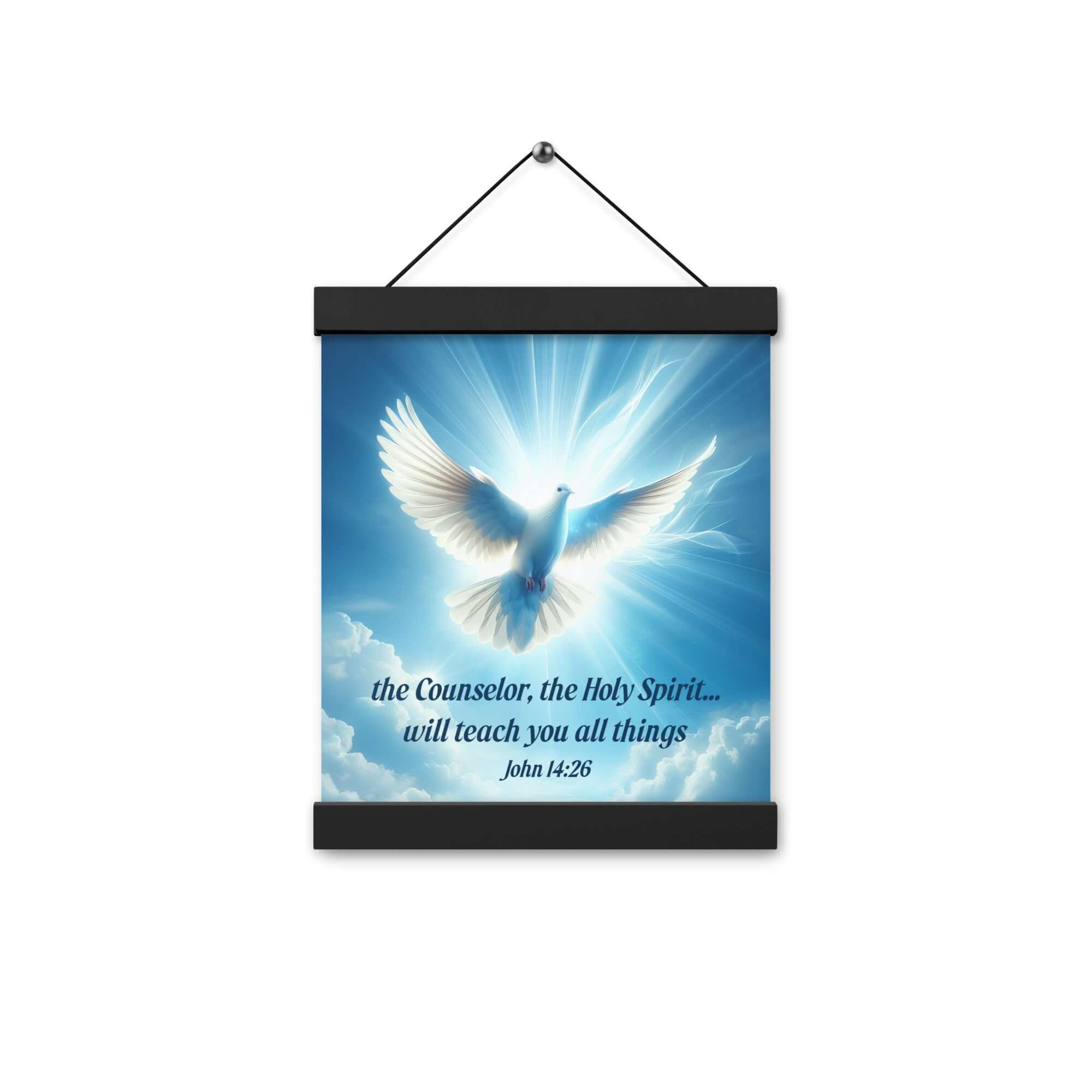 John 14:26 Bible Verse, Holy Spirit Dove Enhanced Matte Paper Poster With Hanger Wall Art